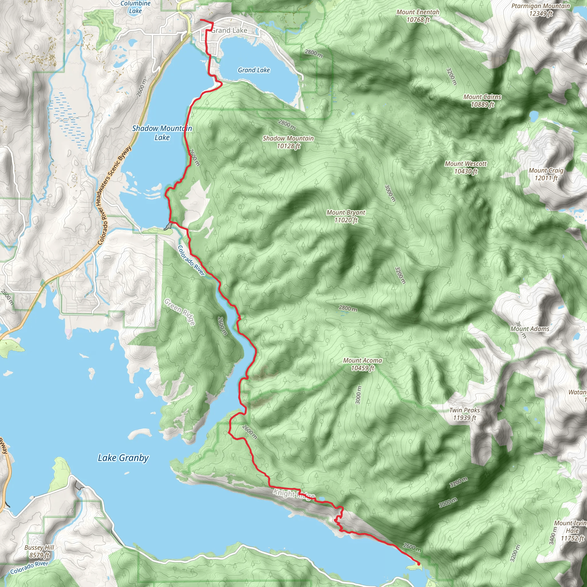 East Shore Trail and Continental Divide Trail - Lake Granby mobile static map