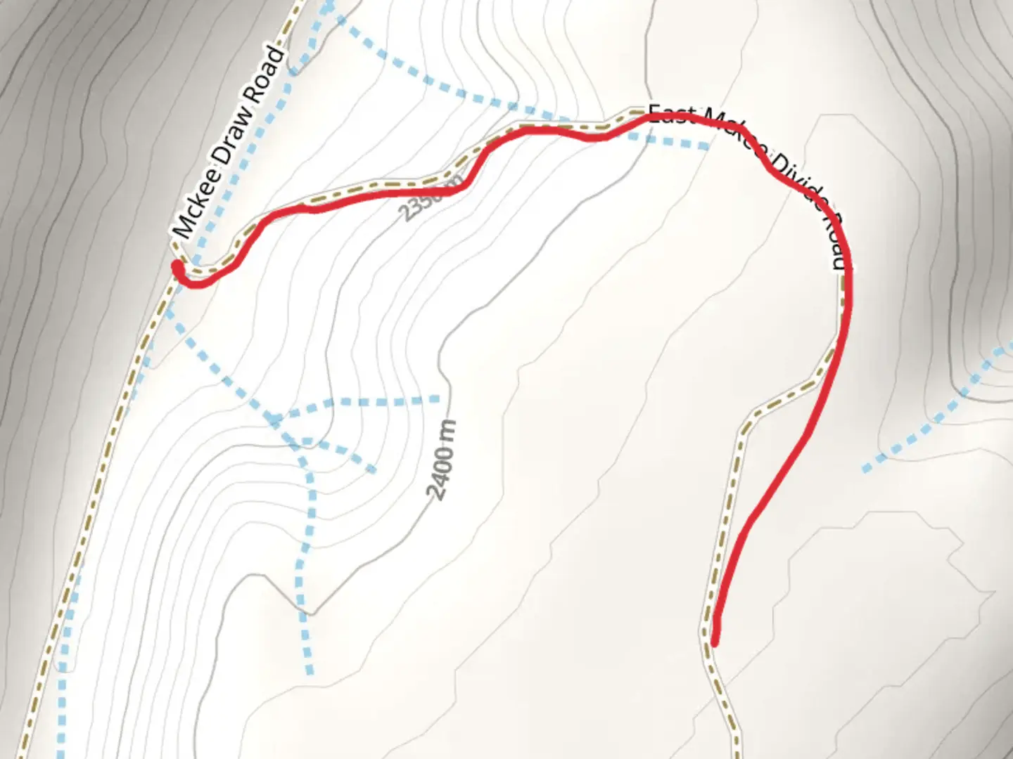 An image depicting the trail East MC Kee Divide Trail and its surrounding area.
