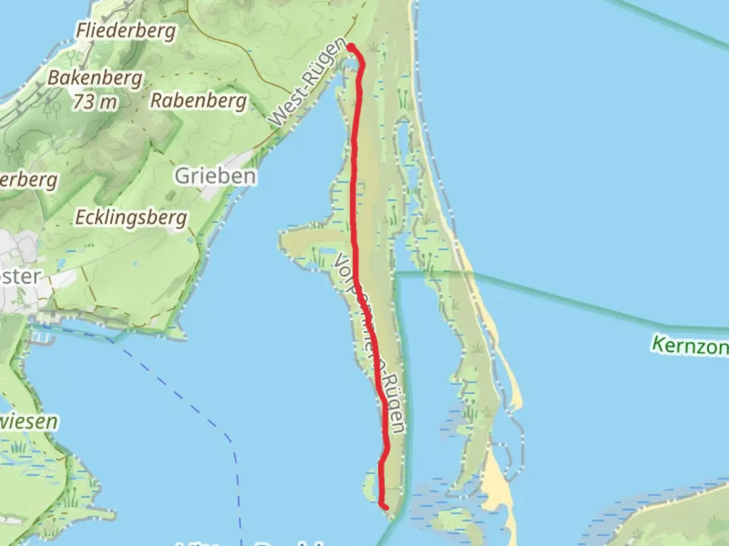 An image depicting the trail Alter Teich Out and Back and its surrounding area.