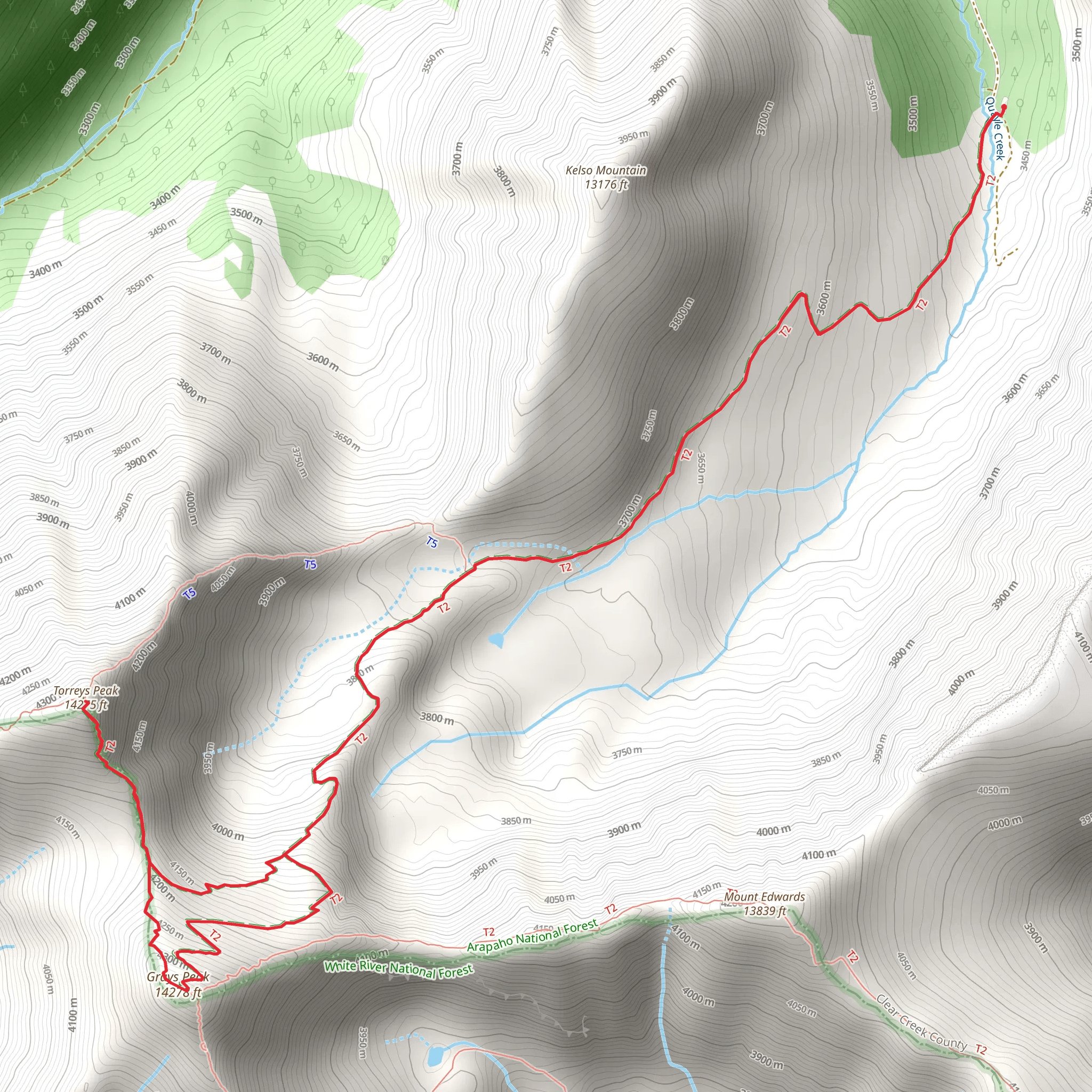 Grays Peak and Torreys Peak via Continental Divide Trail mobile static map