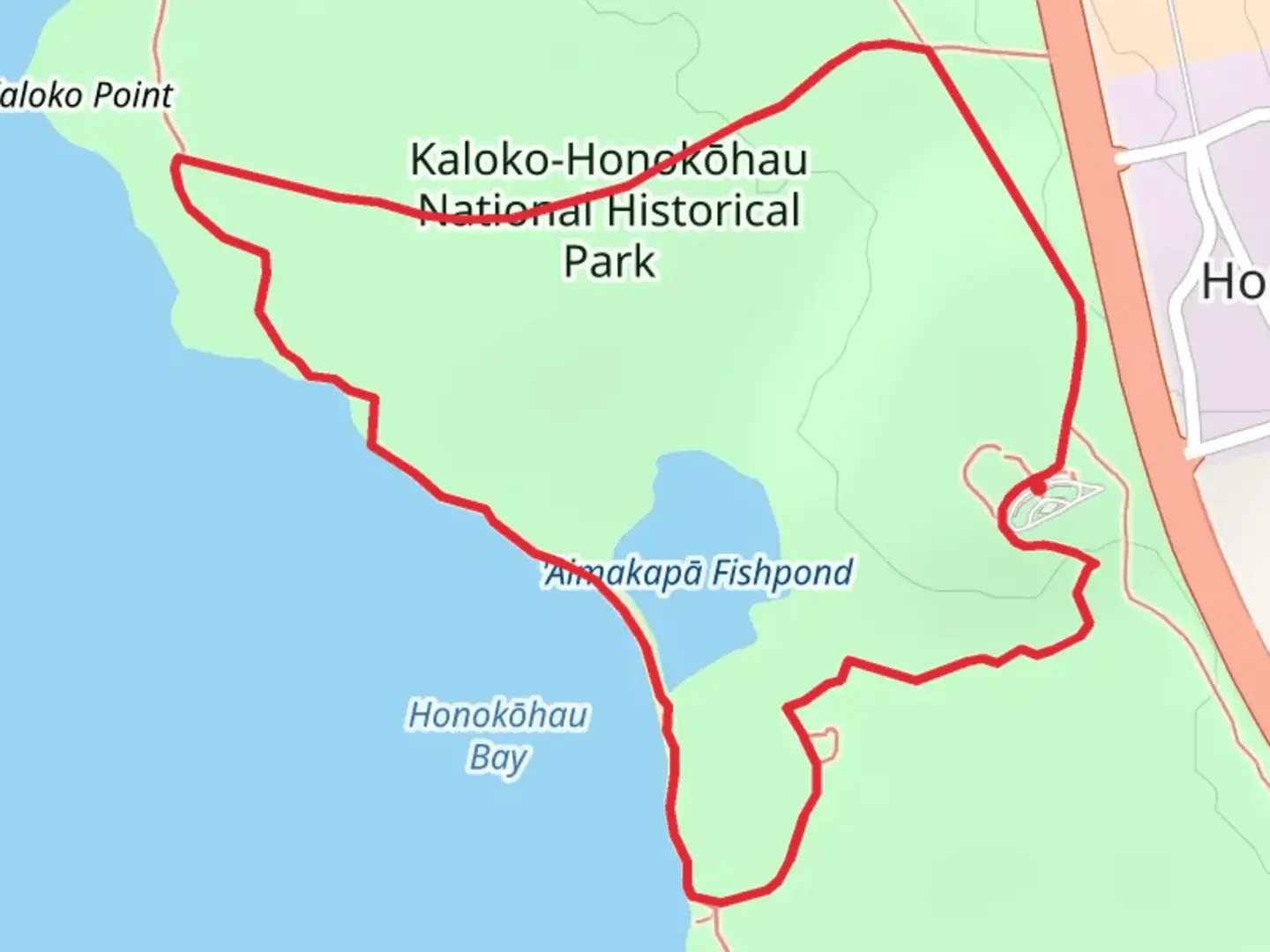 An image depicting the trail Ala Mauka Makai and Ala Hu'ehu'e Loop and its surrounding area.