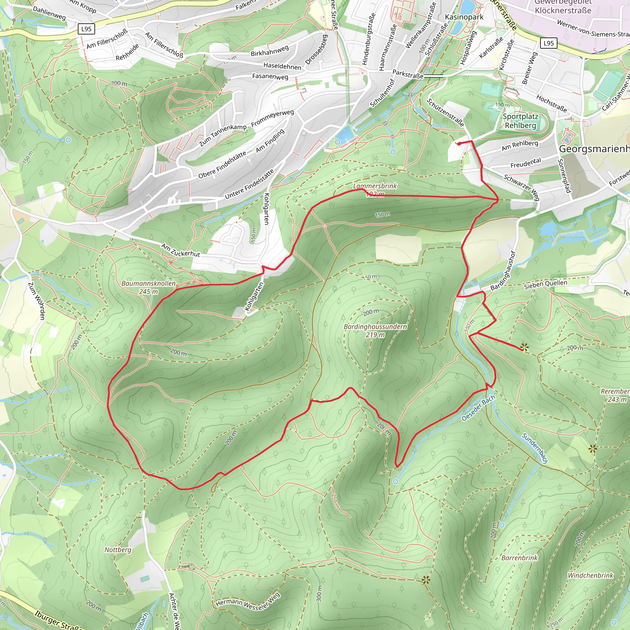 Oeseder Bach and Ahornweg Kleine Schleife mobile static map