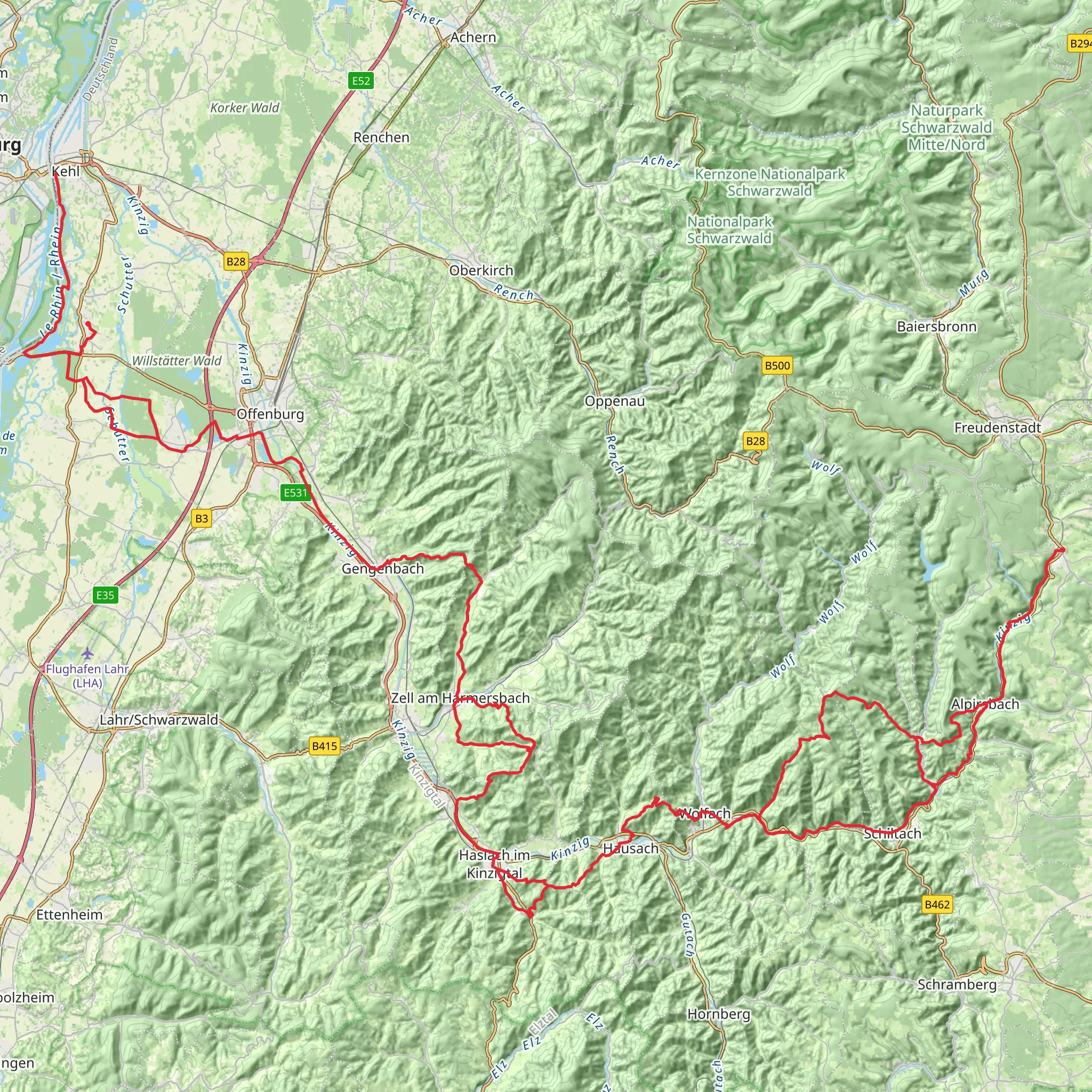 Kinzigtäler Jakobusweg mobile static map