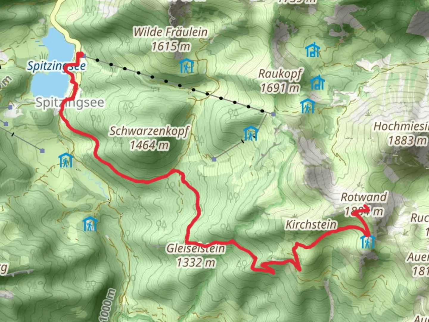 An image depicting the trail Rotwand Hike via Spitzingsee and its surrounding area.