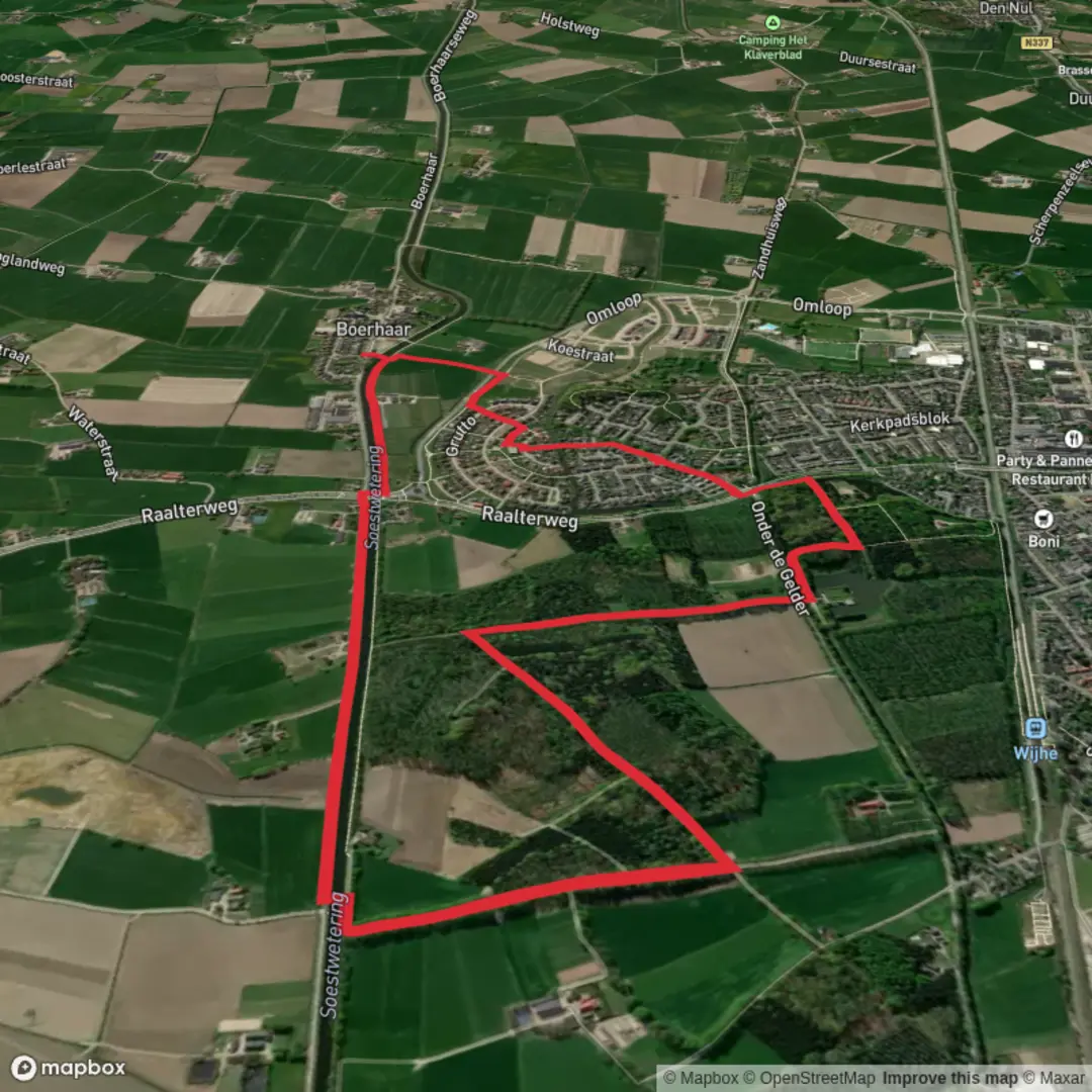 An image depicting the trail Echthuizerhoek and Gelderblok Loop and its surrounding area.