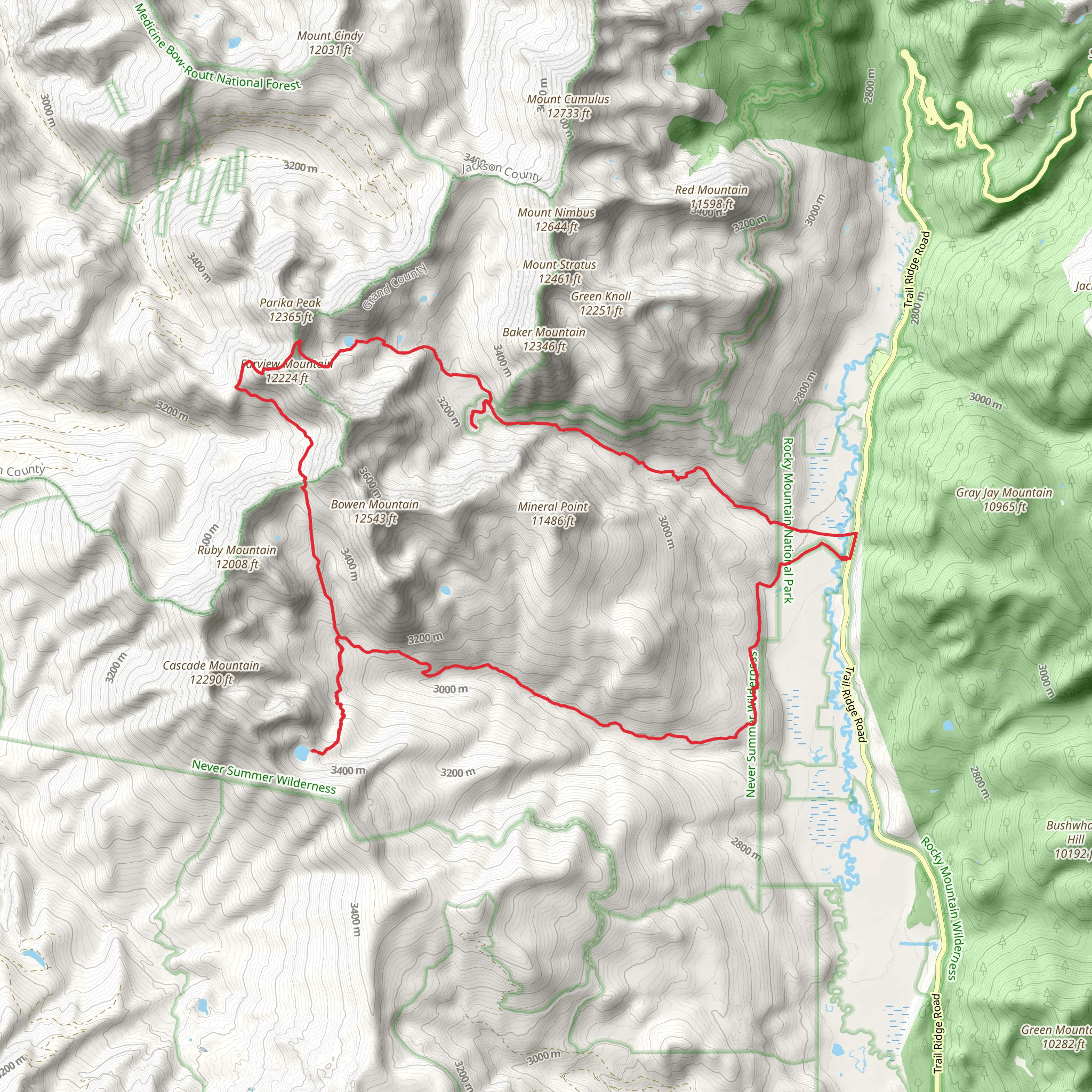Parika Lake, Farview Mountain and Bowen Lake Loop mobile static map