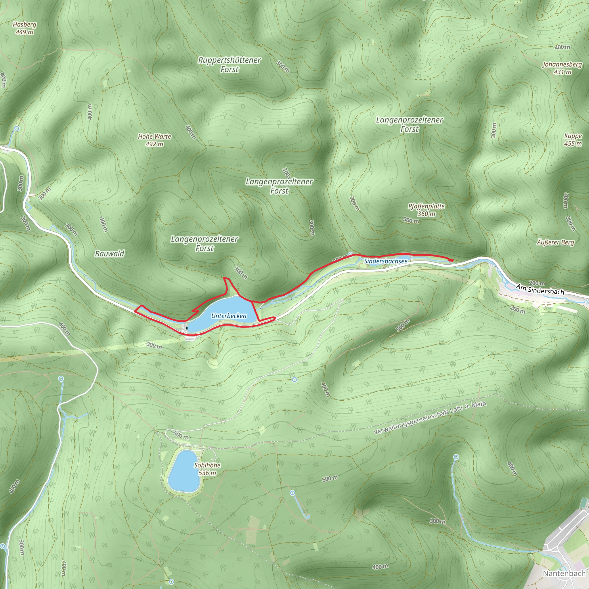 Unterbecken Loop via Sindersbachsee mobile static map