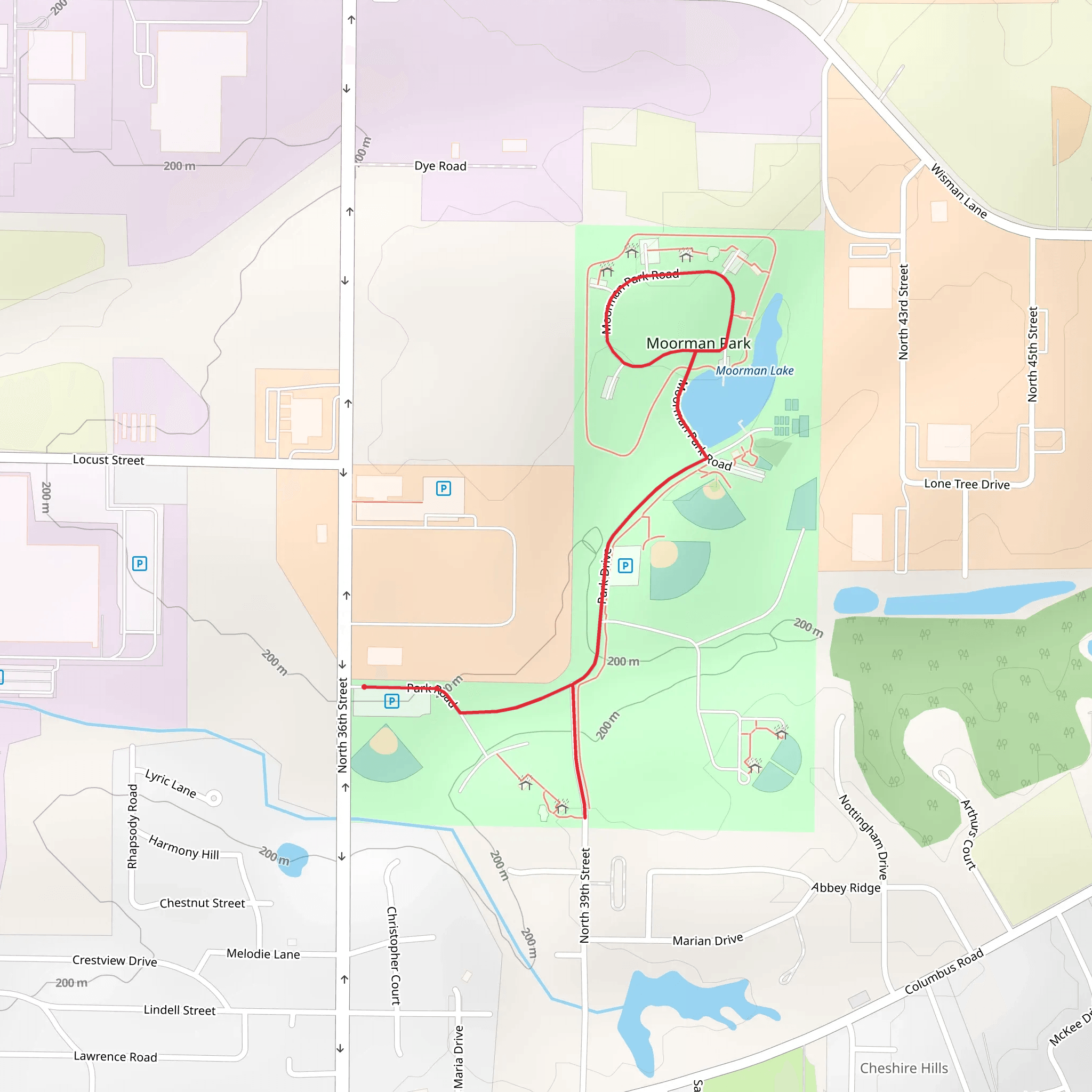 Walk around Moorman Lake mobile static map