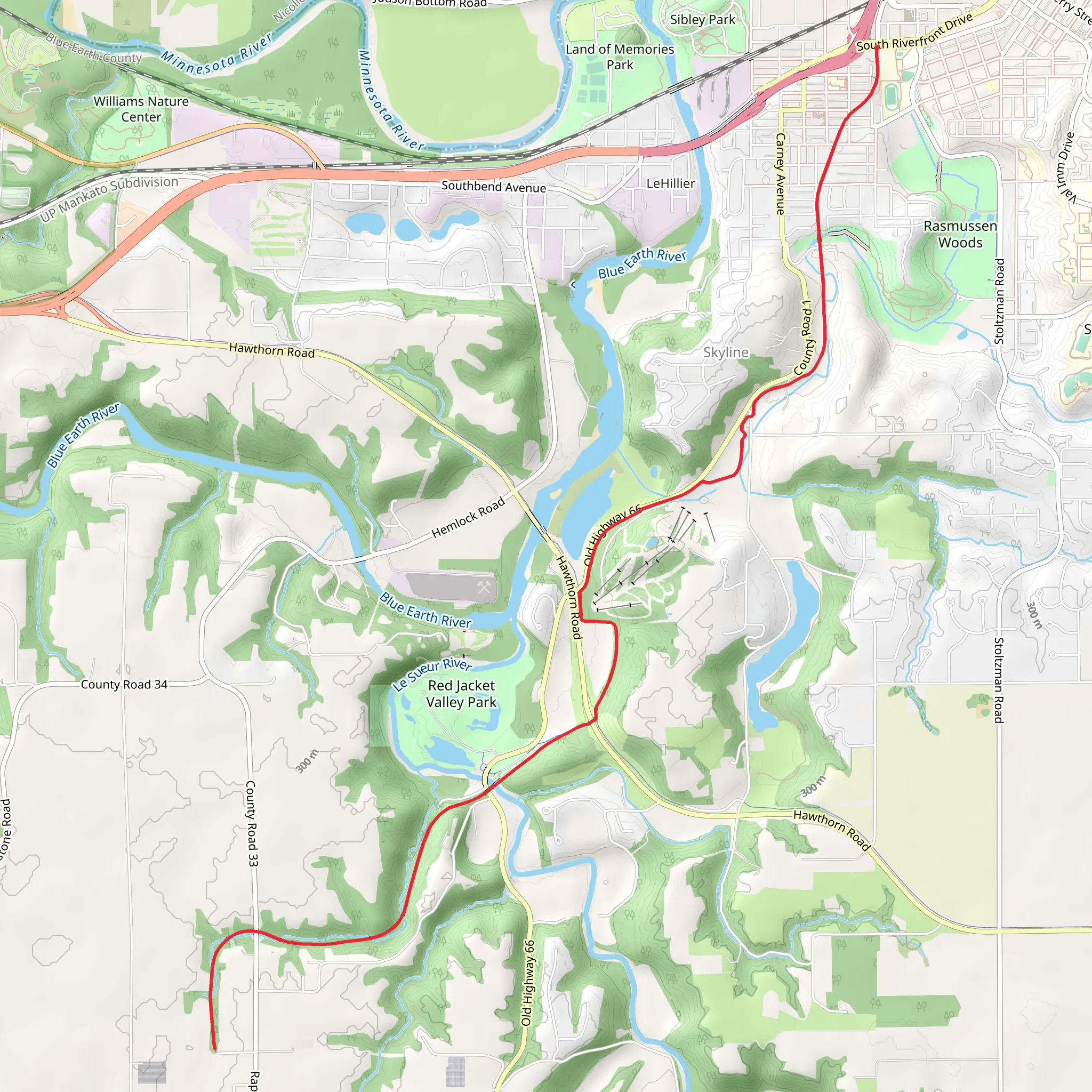 Red Jacket Trail mobile static map