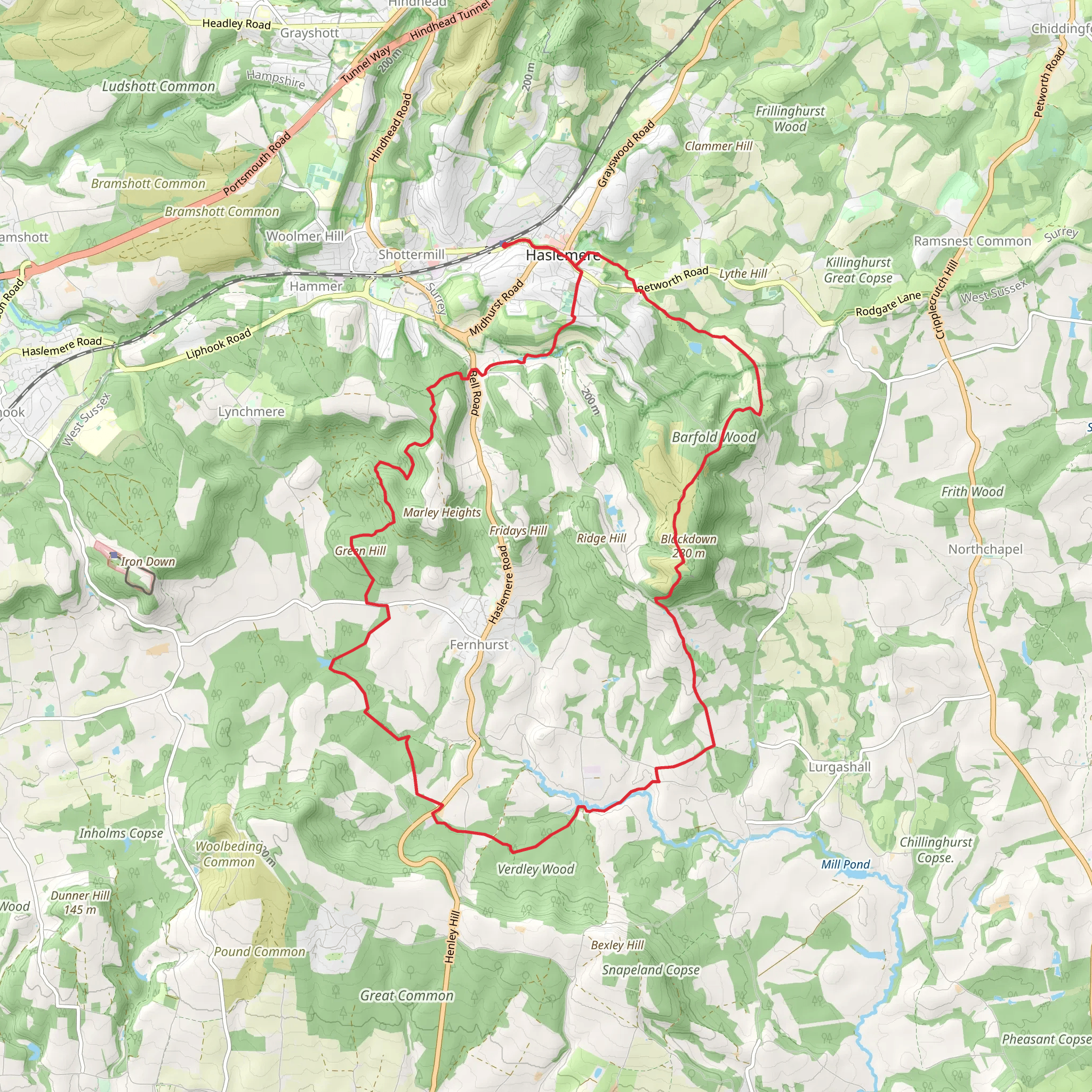 Green Hill and Blackdown Loop mobile static map
