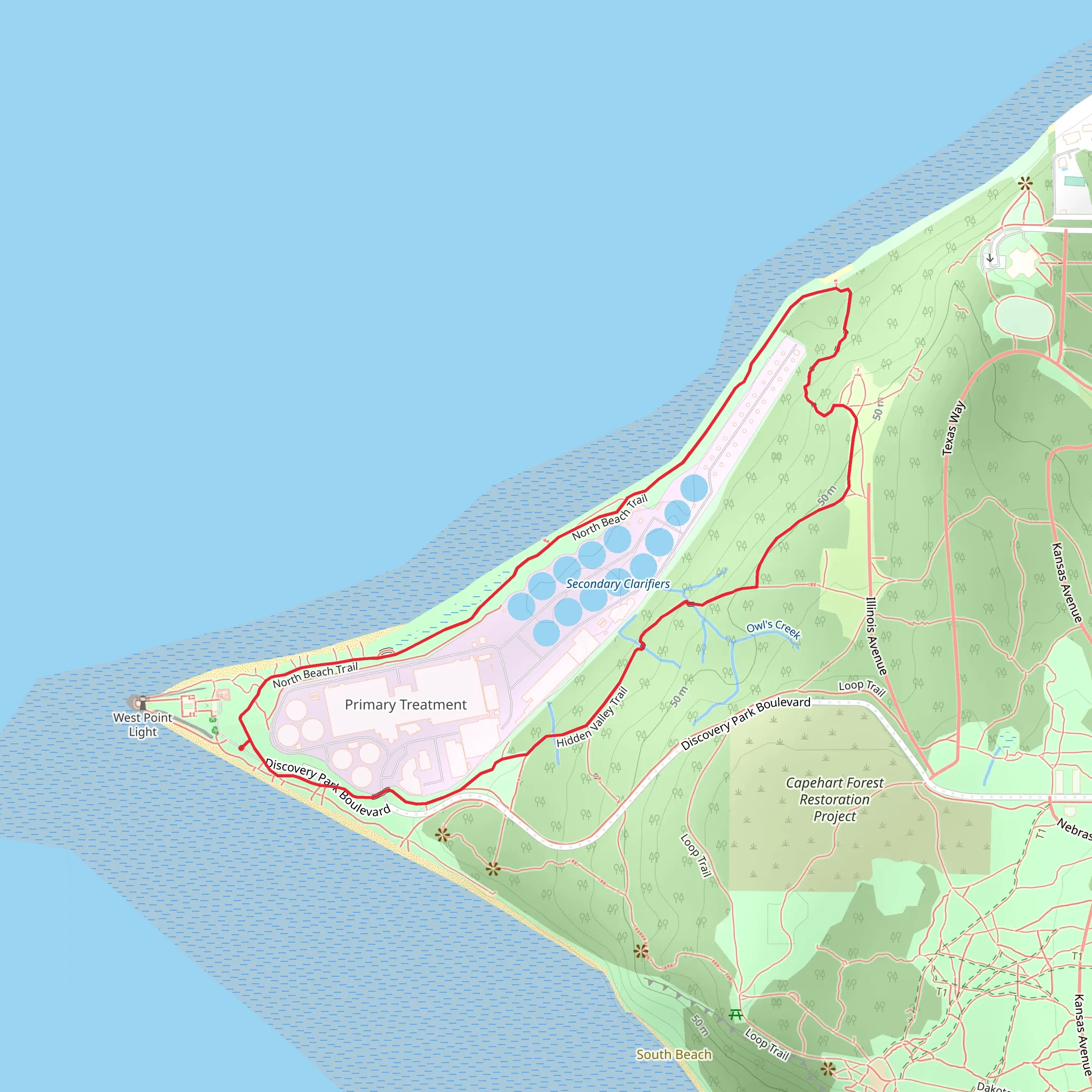 North Beach and Hidden Valley Loop Trail mobile static map