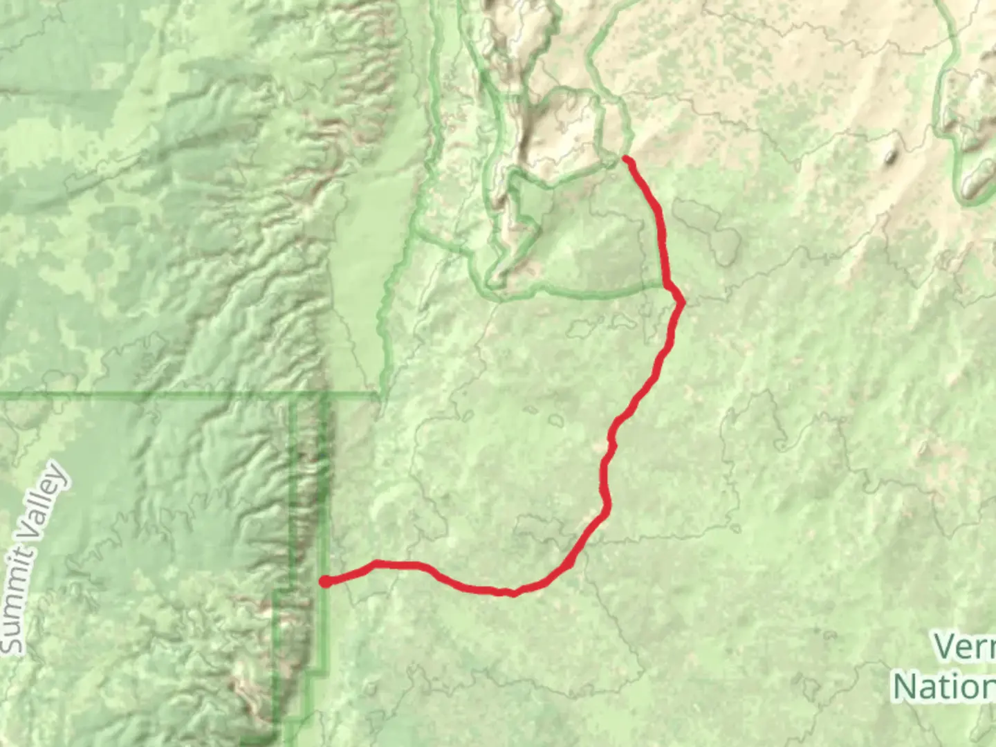 An image depicting the trail Pine Tree Road and its surrounding area.