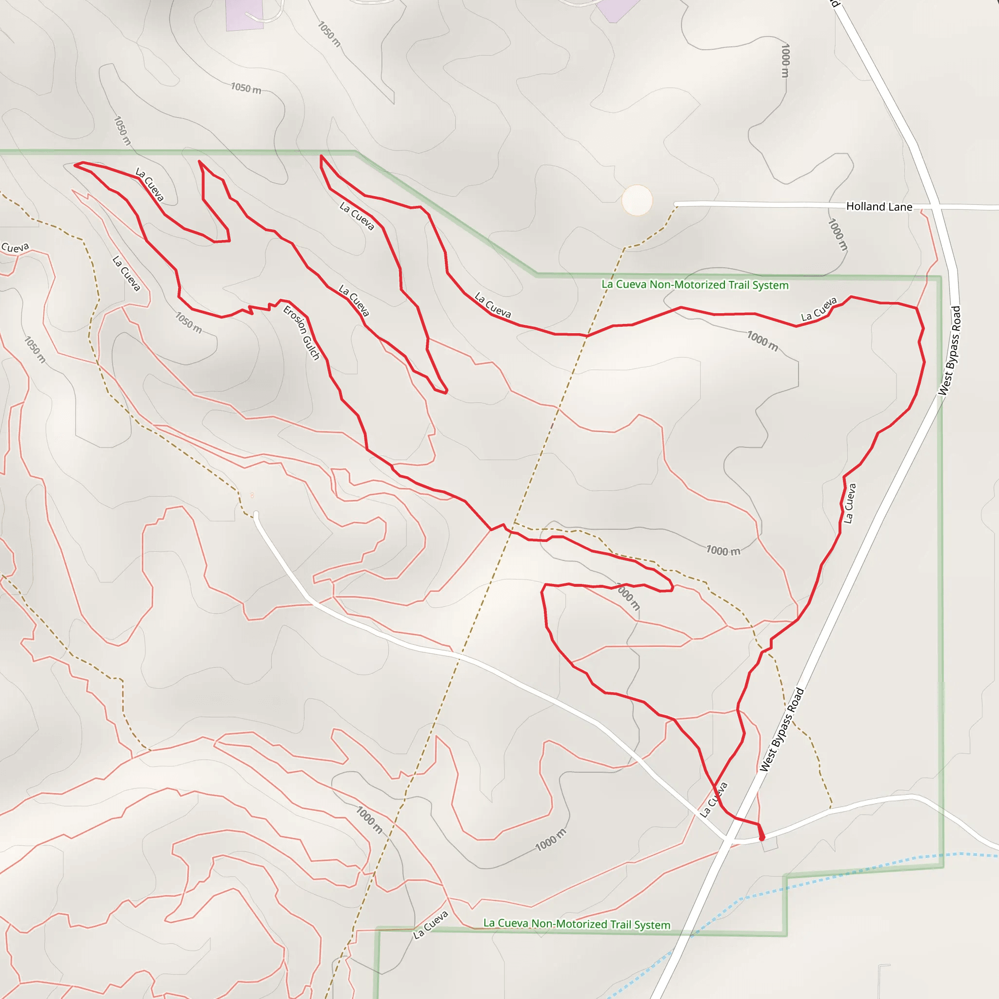 La Cueva and Erosion Gulch Loop mobile static map