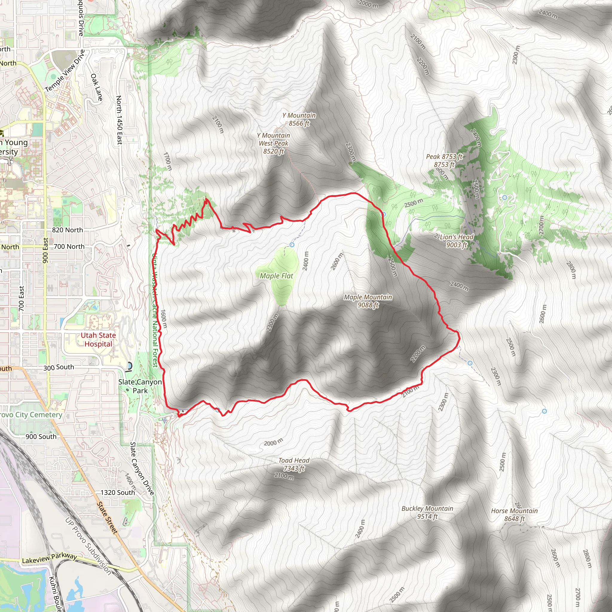 Slate Canyon Trail and Side Canyon Trail mobile static map