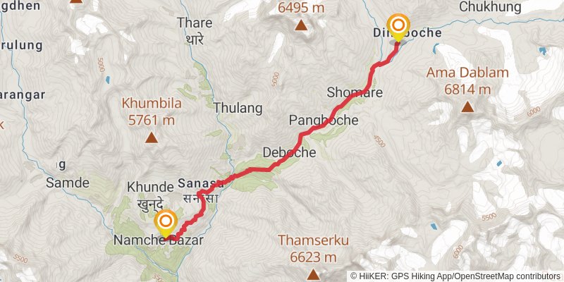 Everest Base Camp 3 Passes Trek stage 9 Map