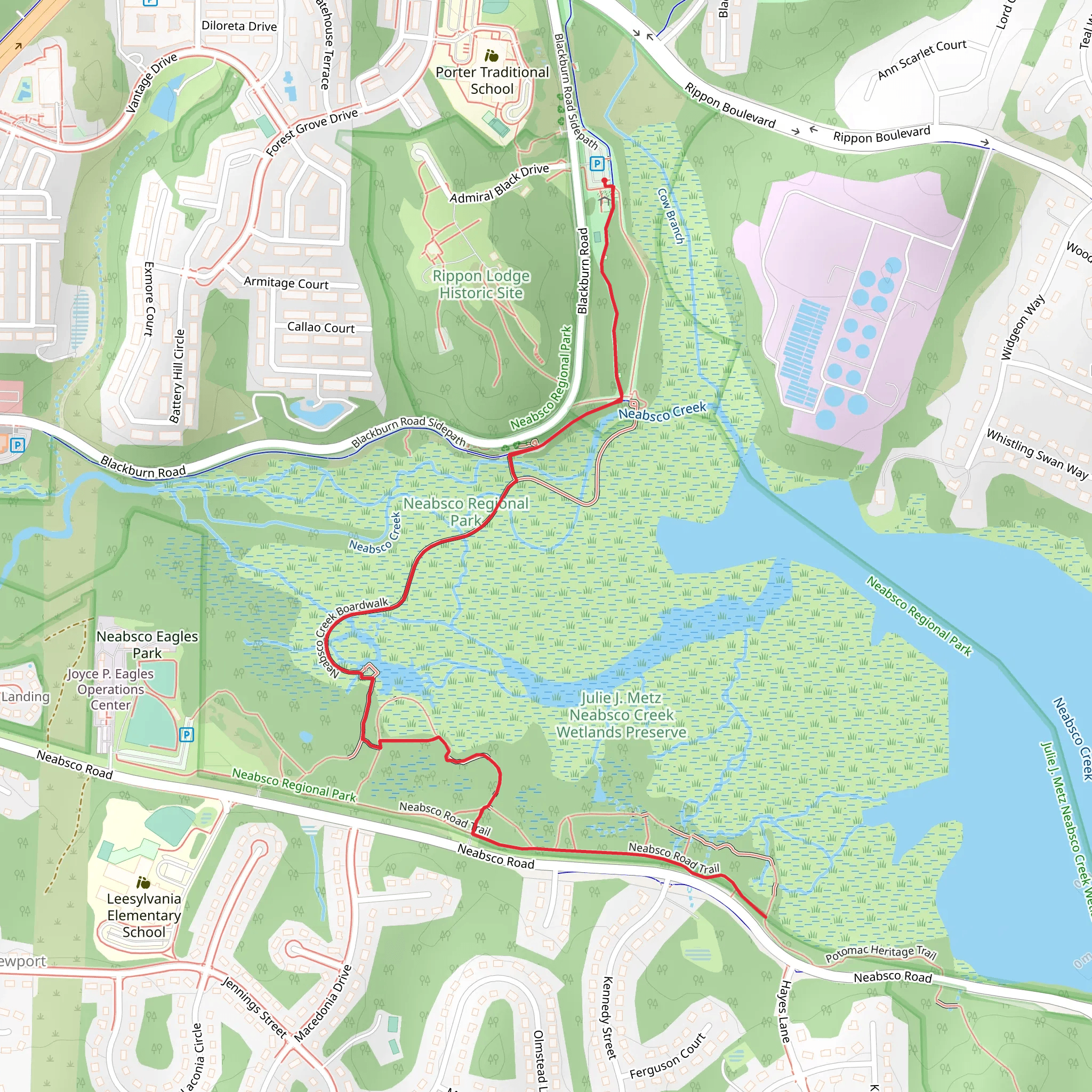 Blackburn Road Sidepath to Neabsco Road Trail mobile static map