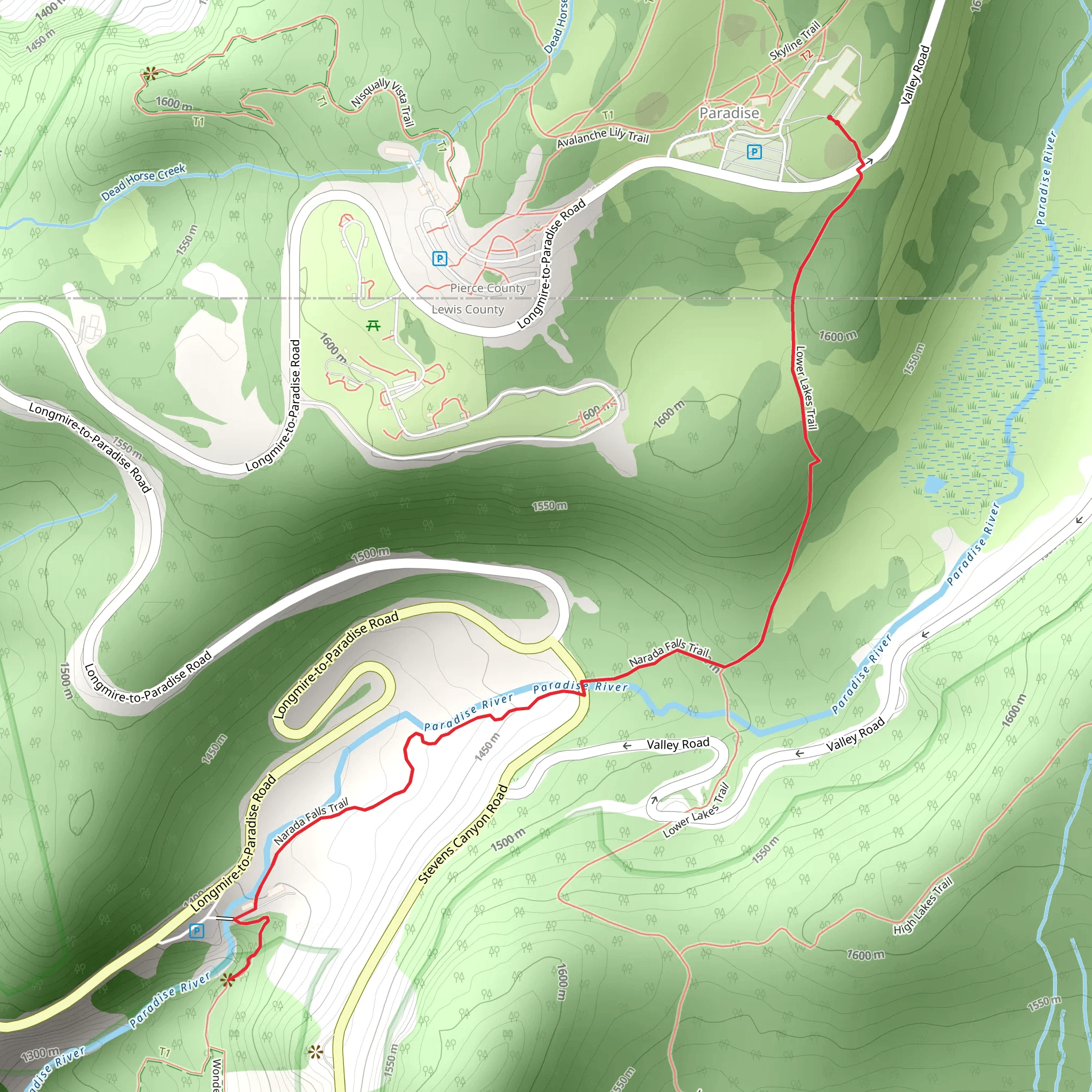 Narada Falls Trail mobile static map