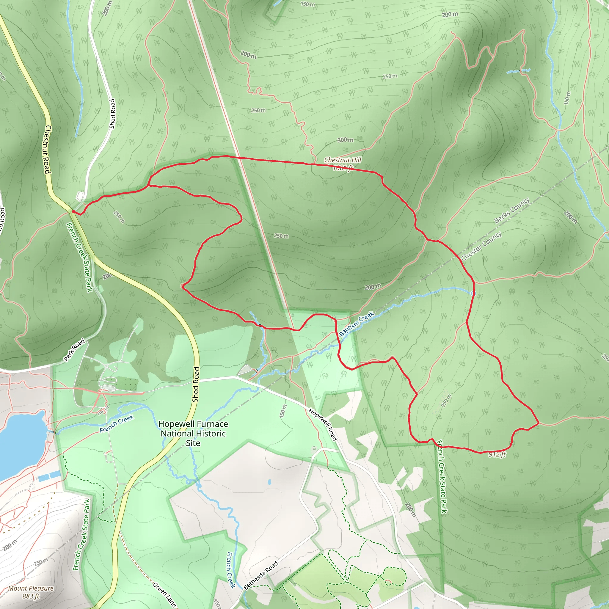 Hopewell Furnace National Historic Site and Chestnut Hill Loop Trail mobile static map