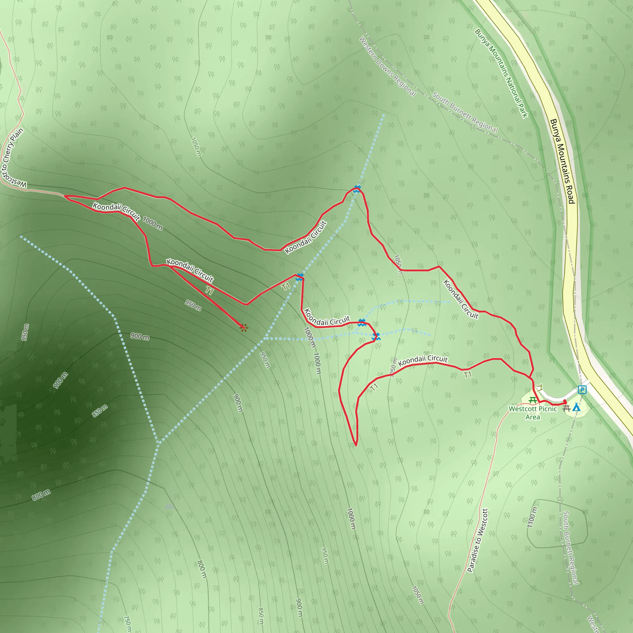 Koondaii Circuit Lookout Track mobile static map
