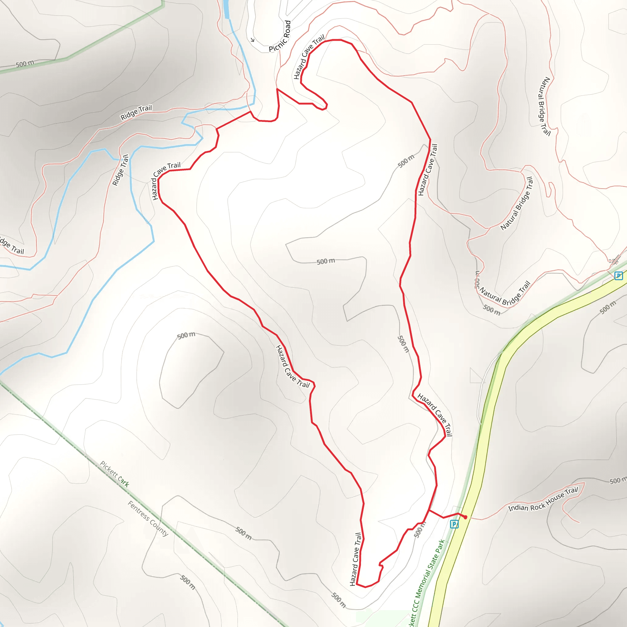 Hazard Cave Loop Trail mobile static map