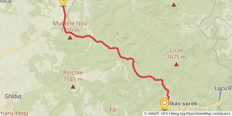 Trans Carpathian Hike stage 76 Map