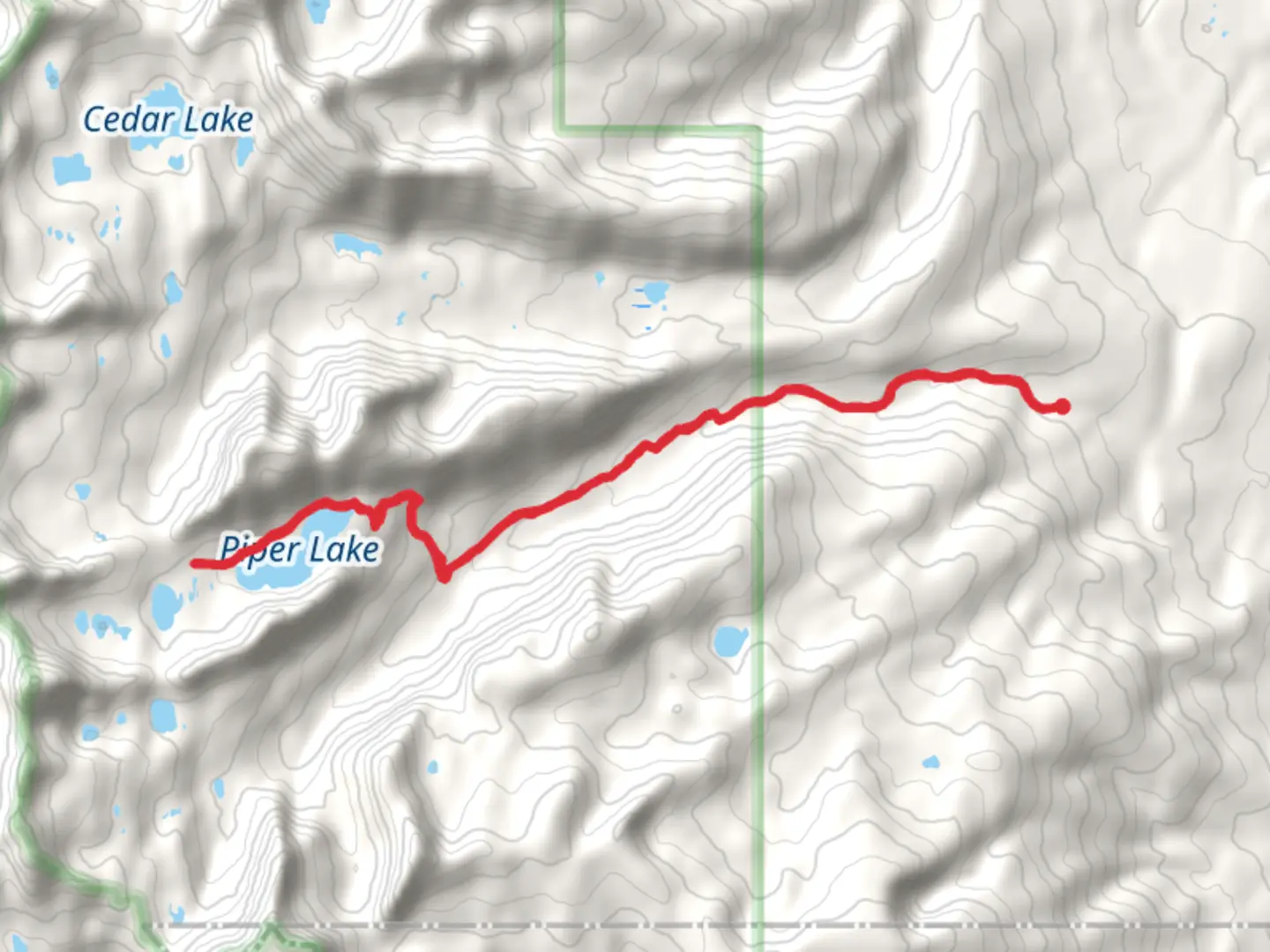 An image depicting the trail Piper Lake Trail and its surrounding area.