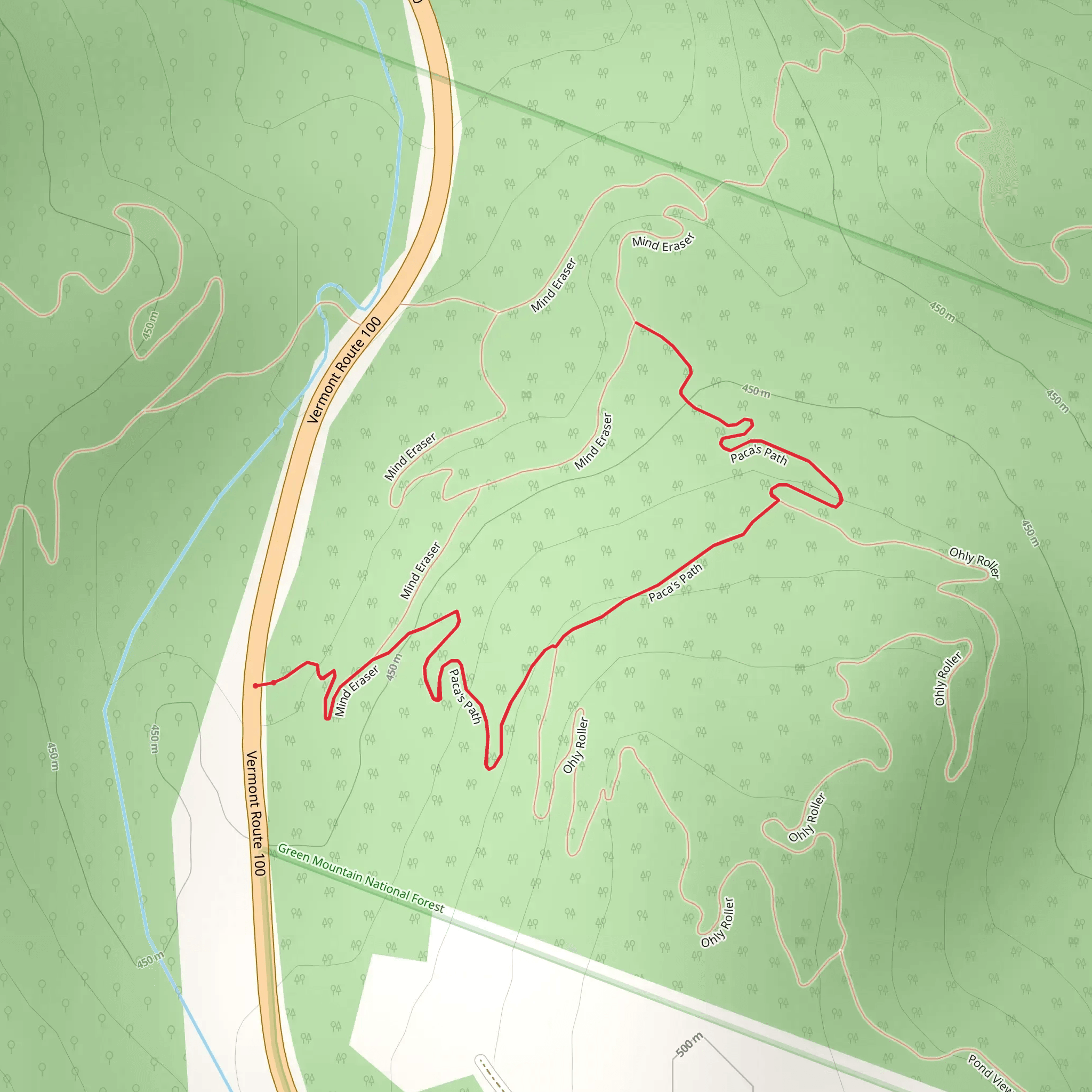 Paca's Path Trail via Mind Eraser Trail mobile static map