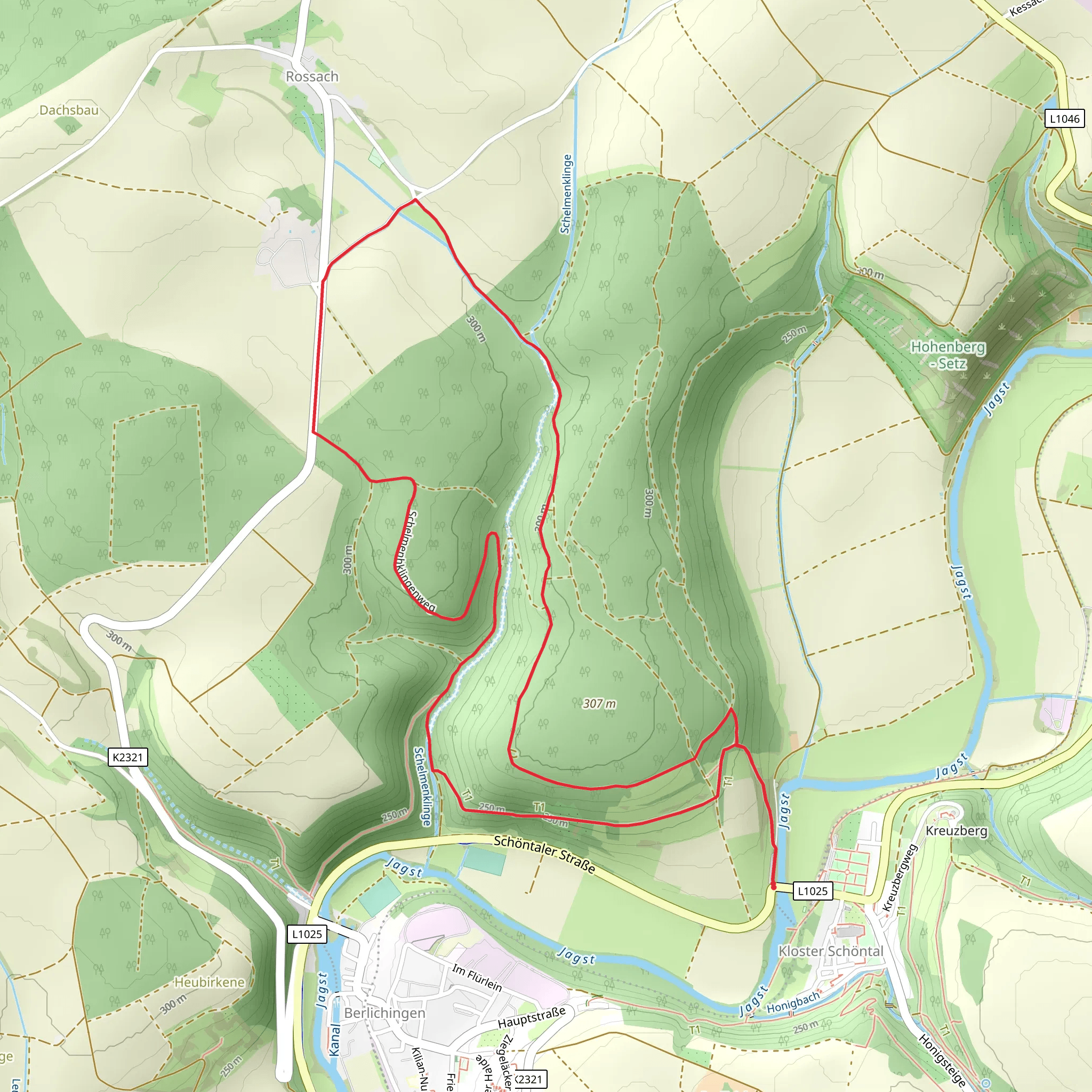 Jagsthausen - Berlichingen and Kj8 Von Rittern und heiligen Gemaeuern mobile static map