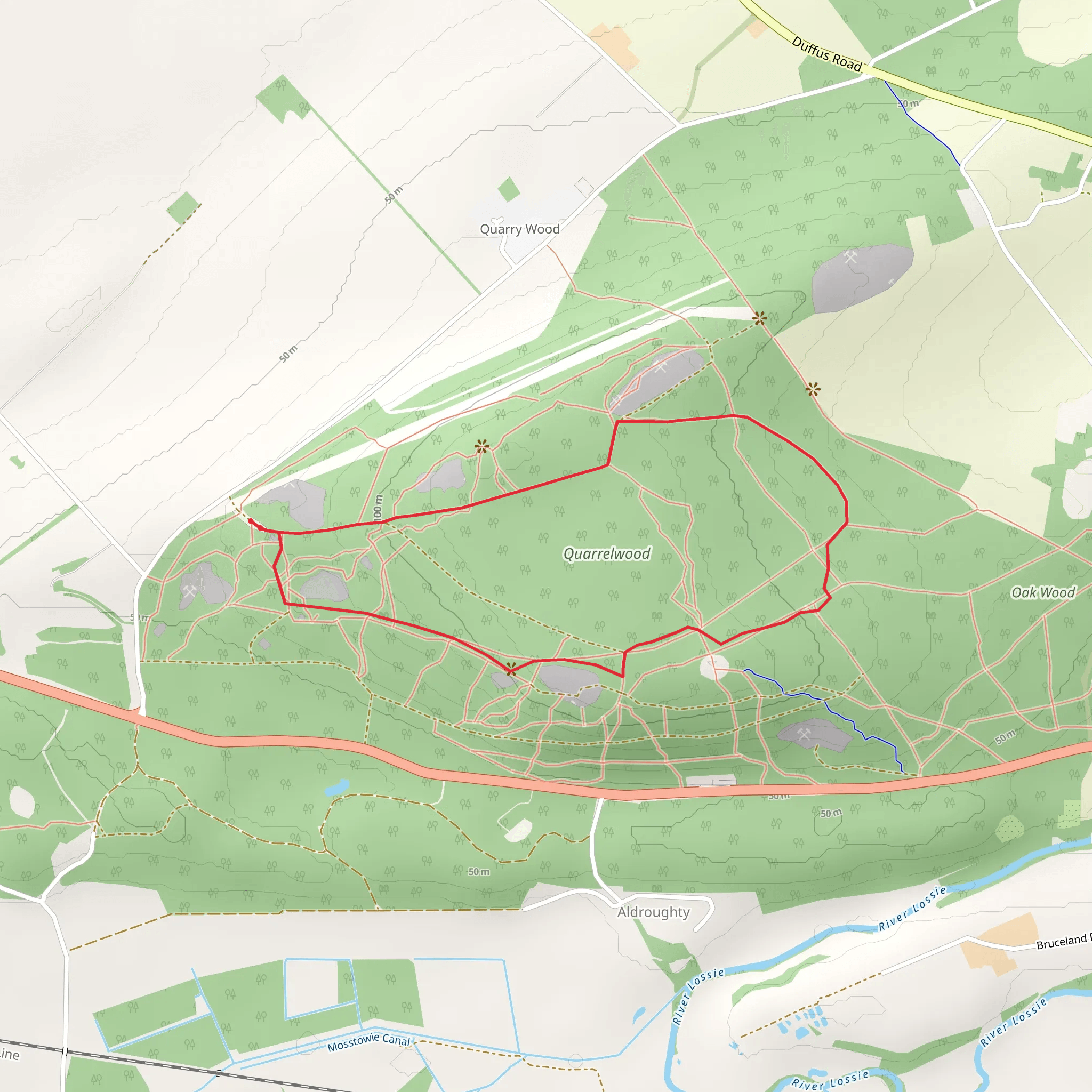 Elginia Loop from Quarrelwood Leggat mobile static map