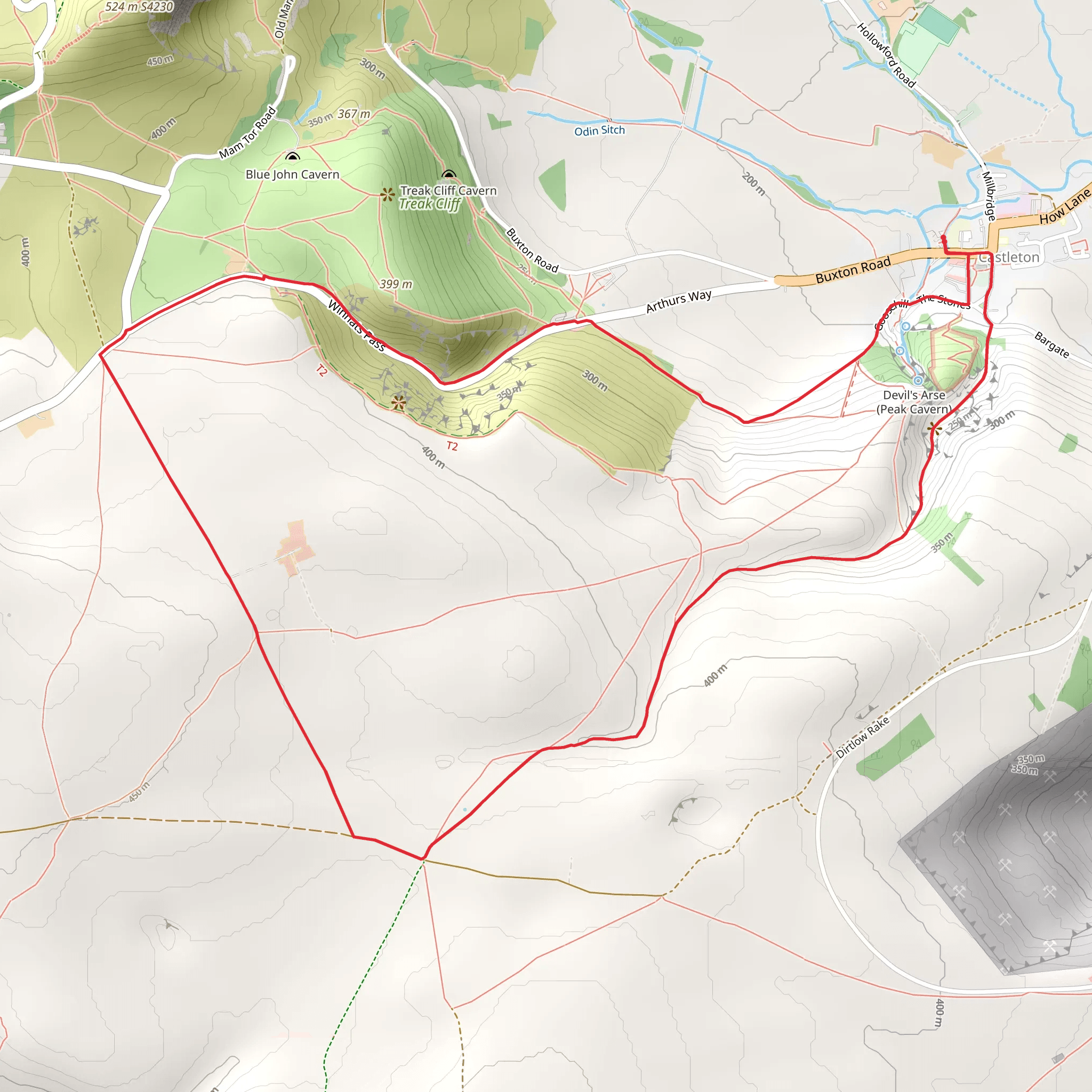 Peakshole Water and Cave Dale Loop mobile static map
