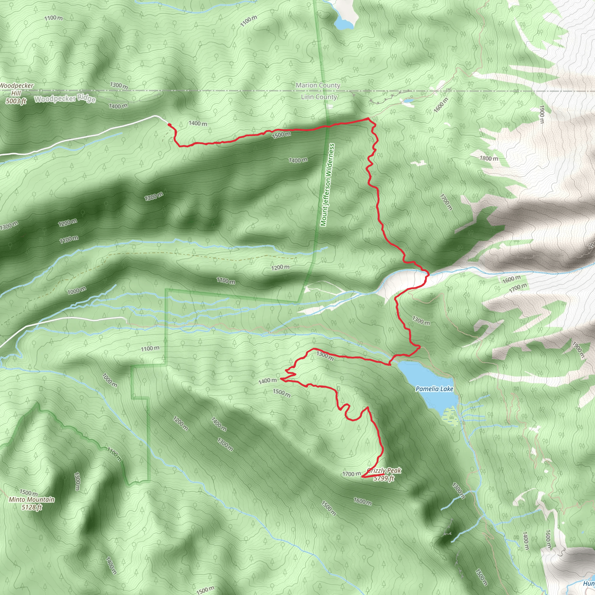 Grizzly Peak via Woodpecker Ridge and Pacific Crest Trail mobile static map