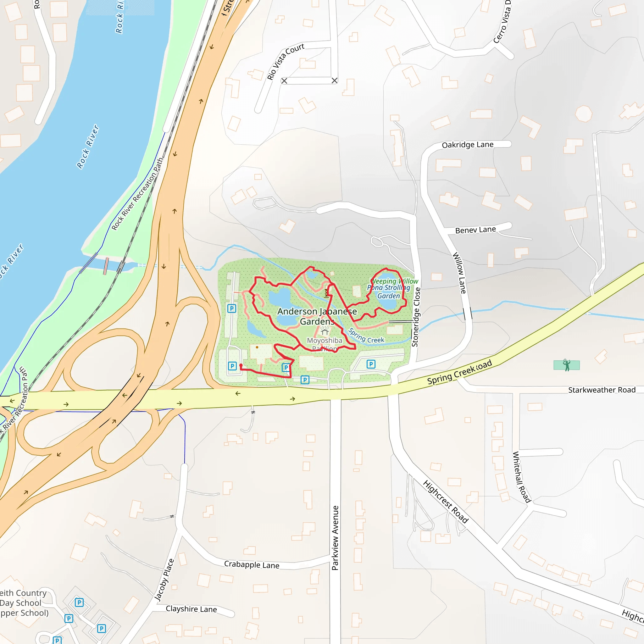 Garden of Reflection and Pond Strolling Garden Loop mobile static map