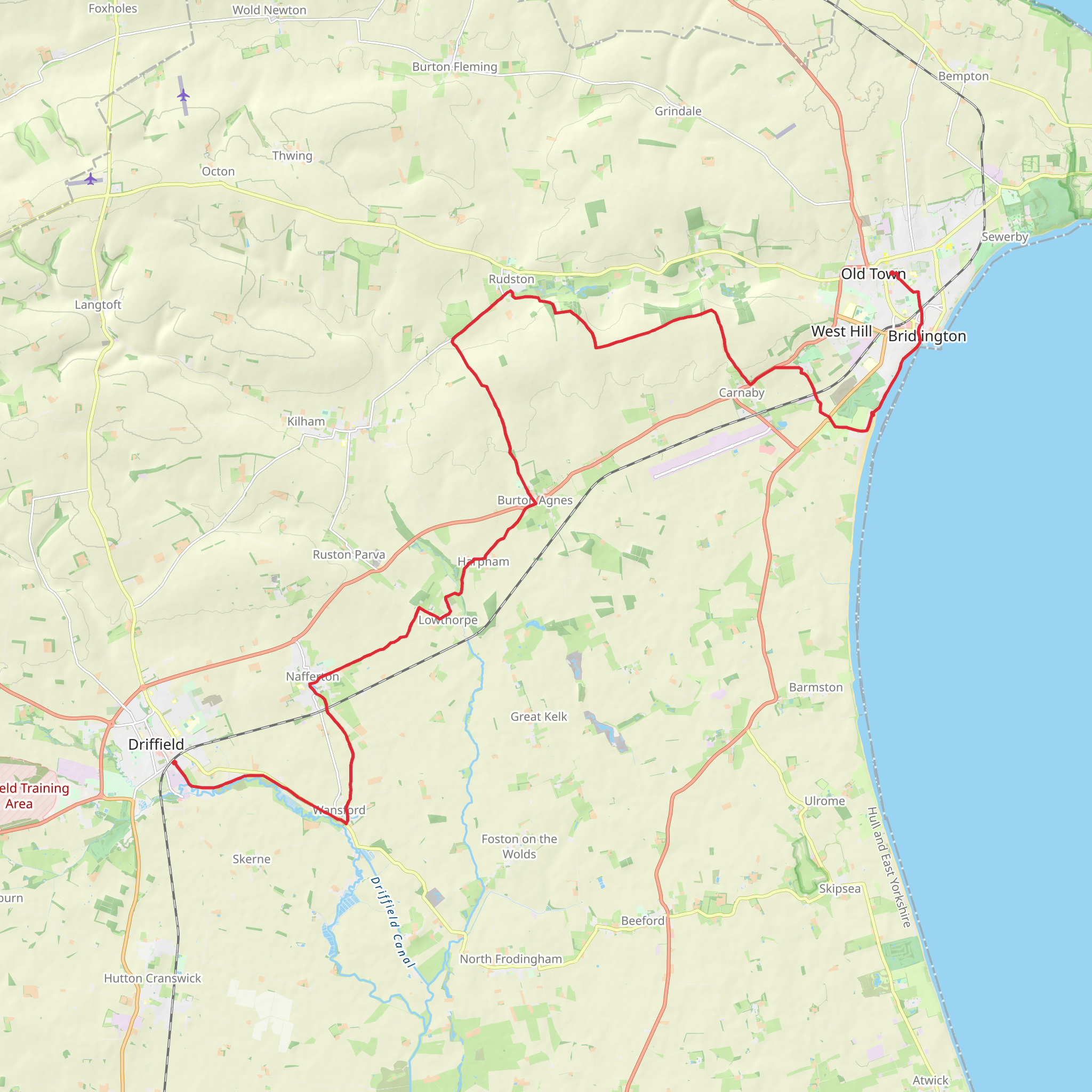 Driffield to Bridlington Walk mobile static map