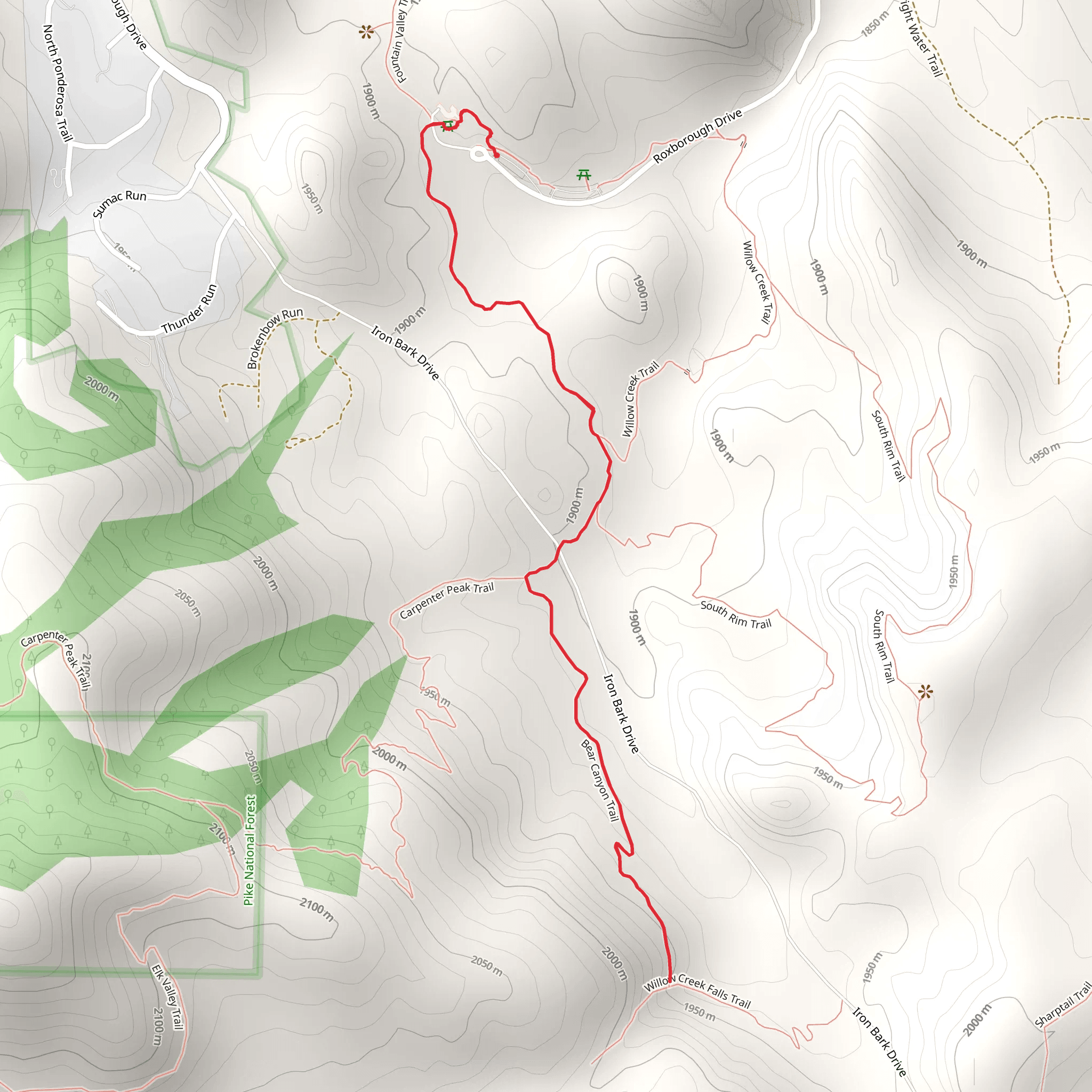 Willow Creek and Bear Canyon Trail mobile static map