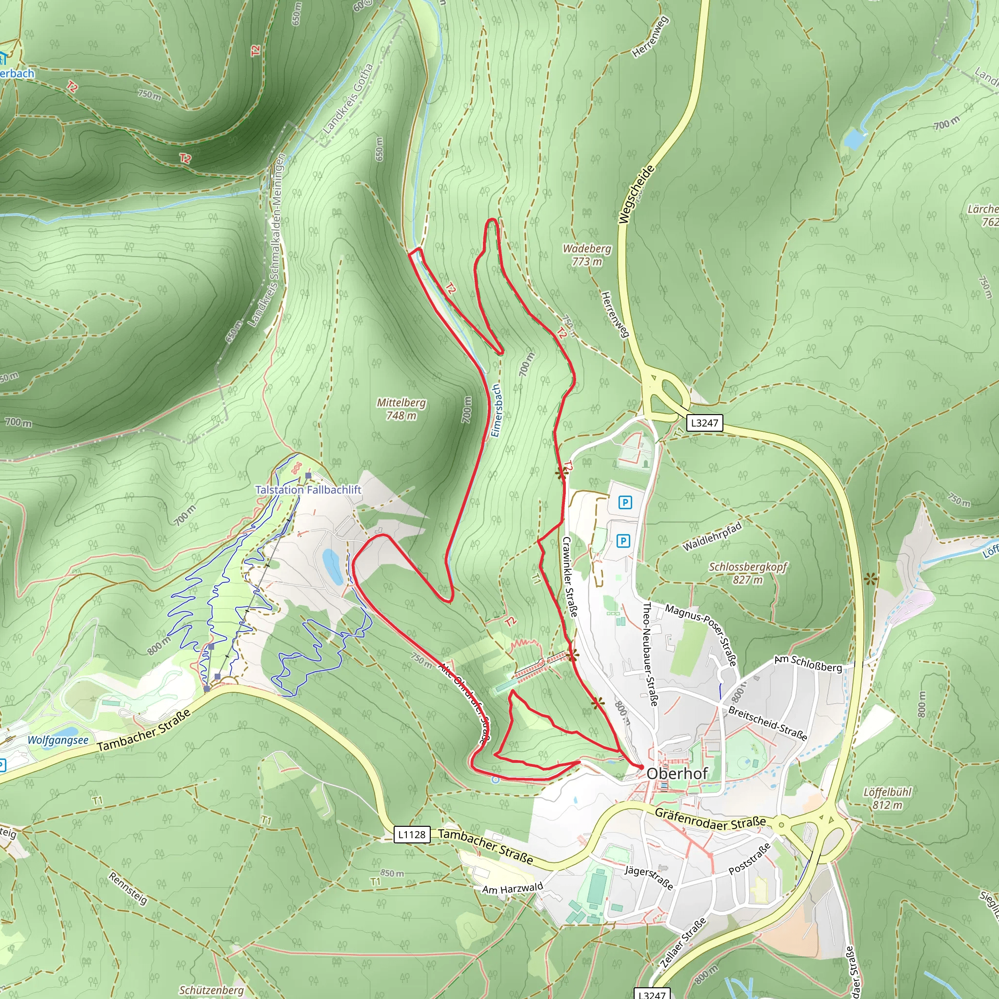 Schanze, Wadebergblick Loop via Rundweg Oberhof mobile static map