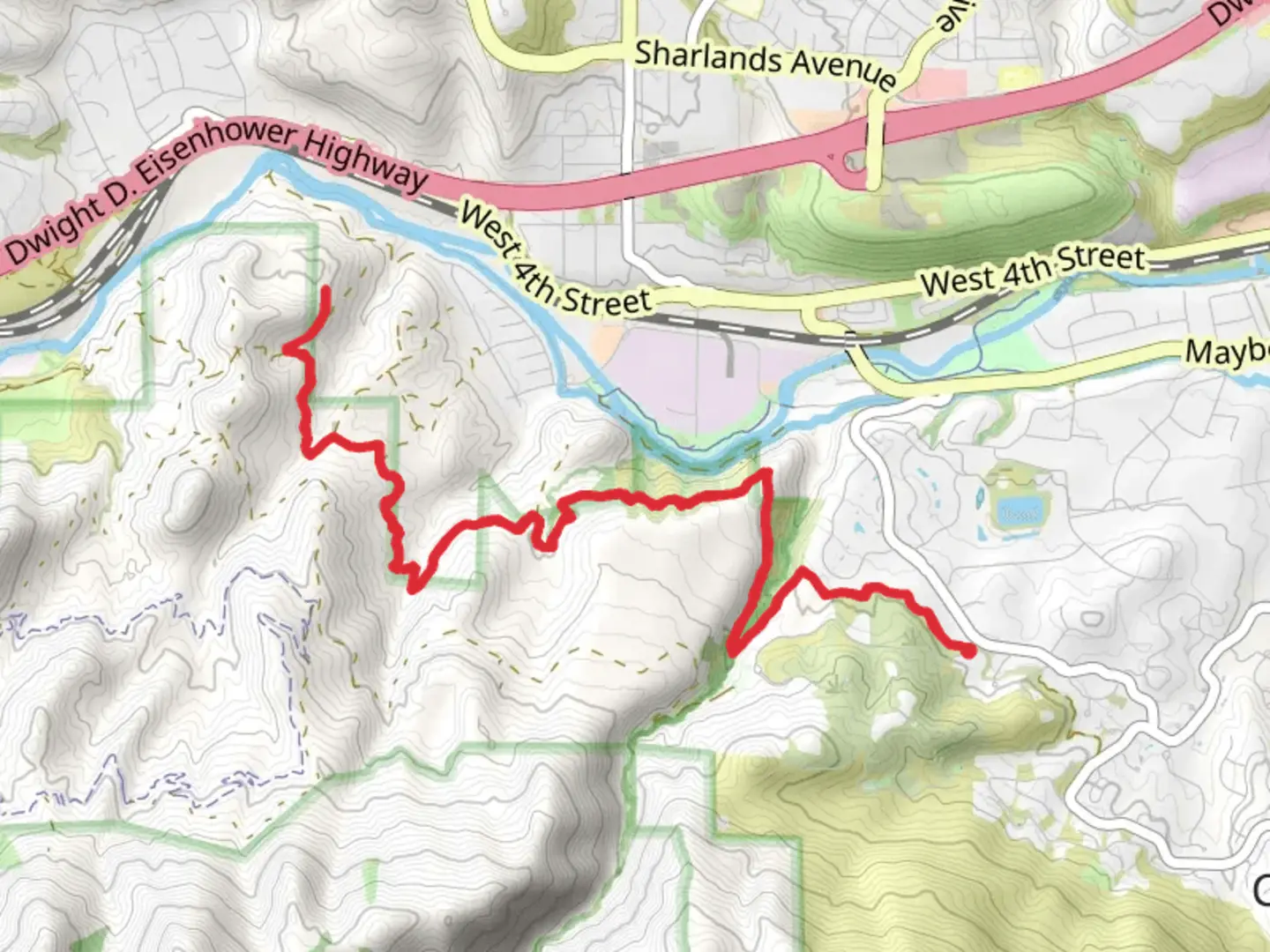 An image depicting the trail Steamboat Ditch Trail - Woodchuck Circle and its surrounding area.