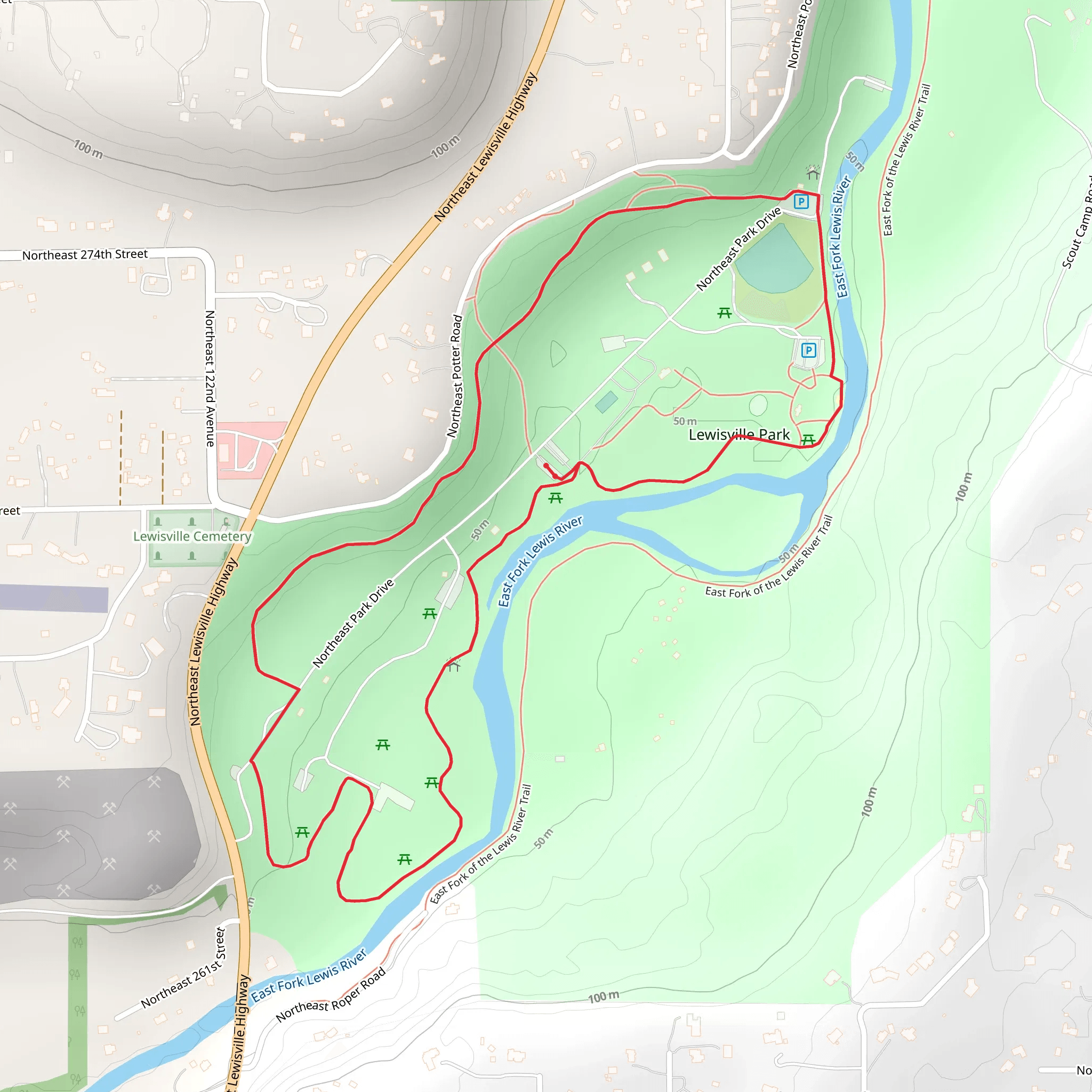 Lewisville Park Loop mobile static map