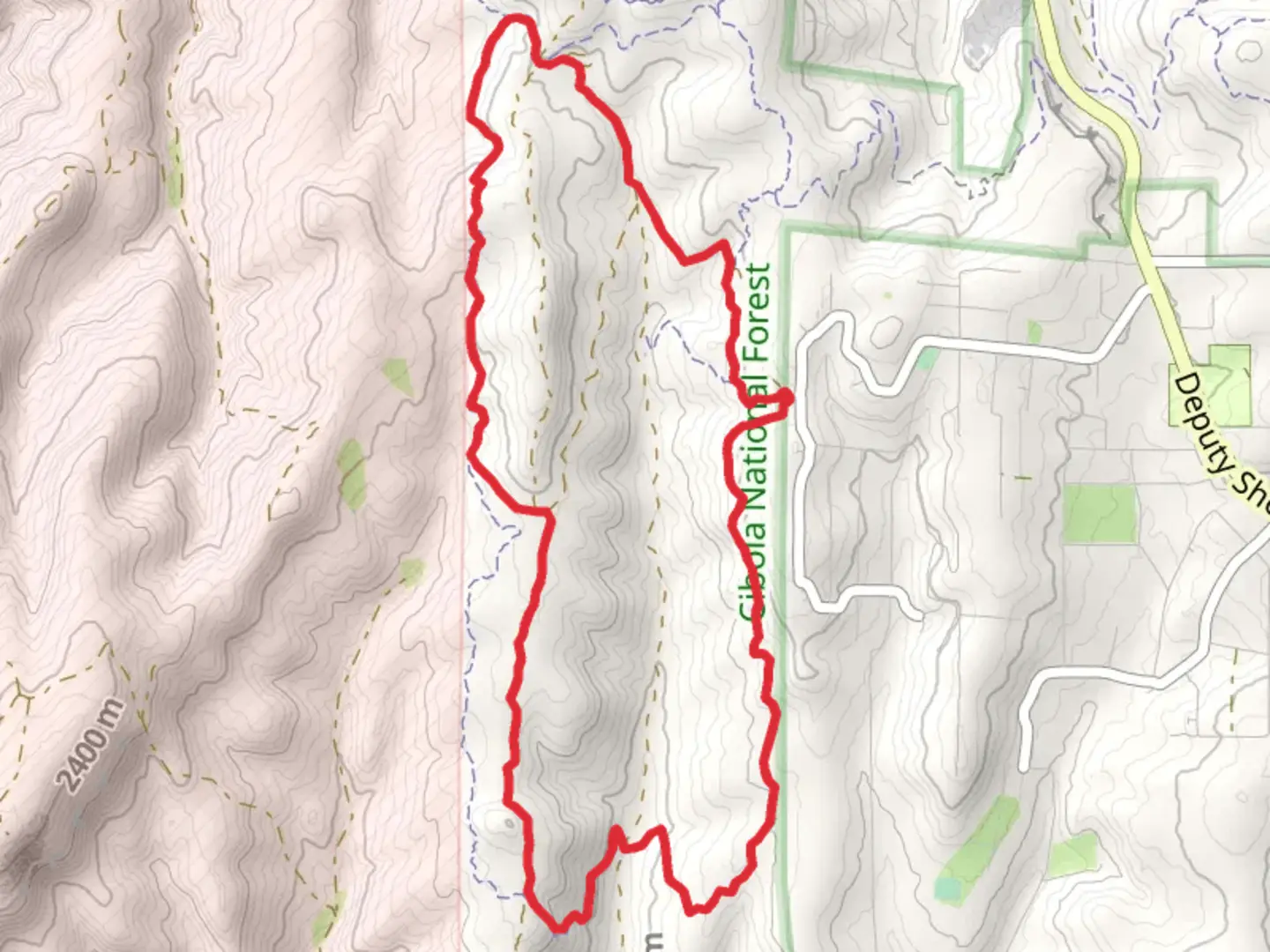 An image depicting the trail West Boundary and Turkey Trot Loop and its surrounding area.