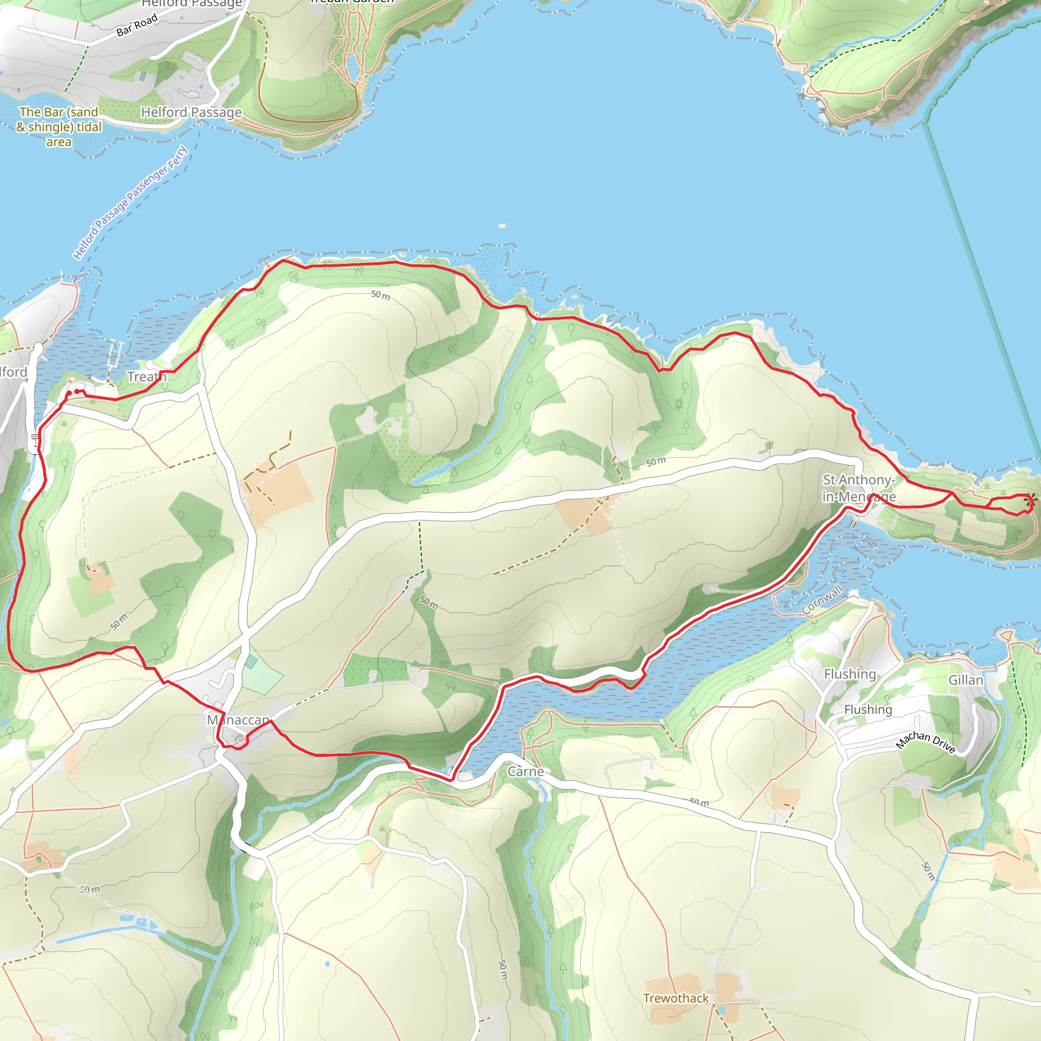 Treath, St ANthony in Meneage and Manaccan Loop mobile static map