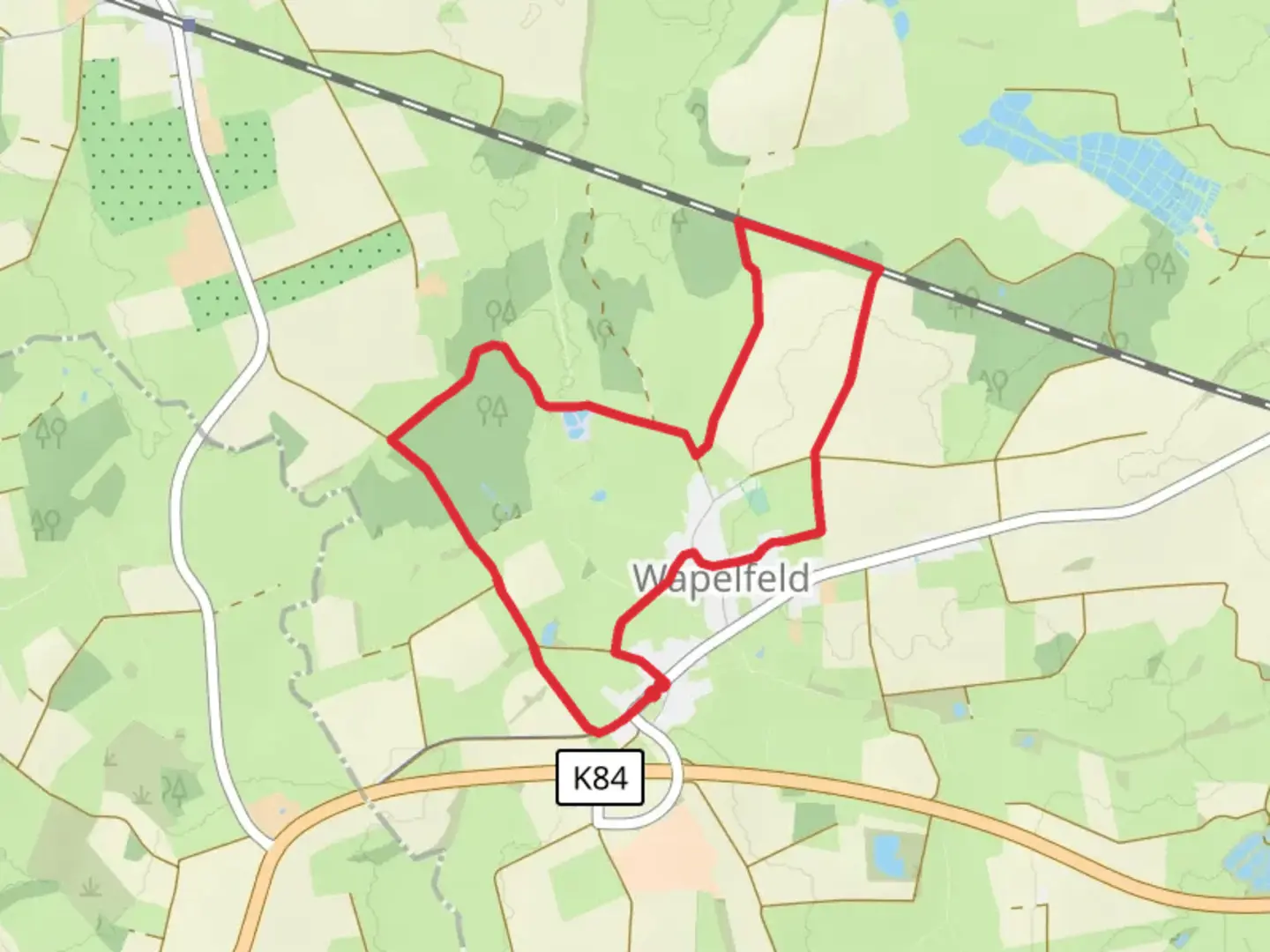 An image depicting the trail Bokhorster Weg and Wiesenweg Loop and its surrounding area.