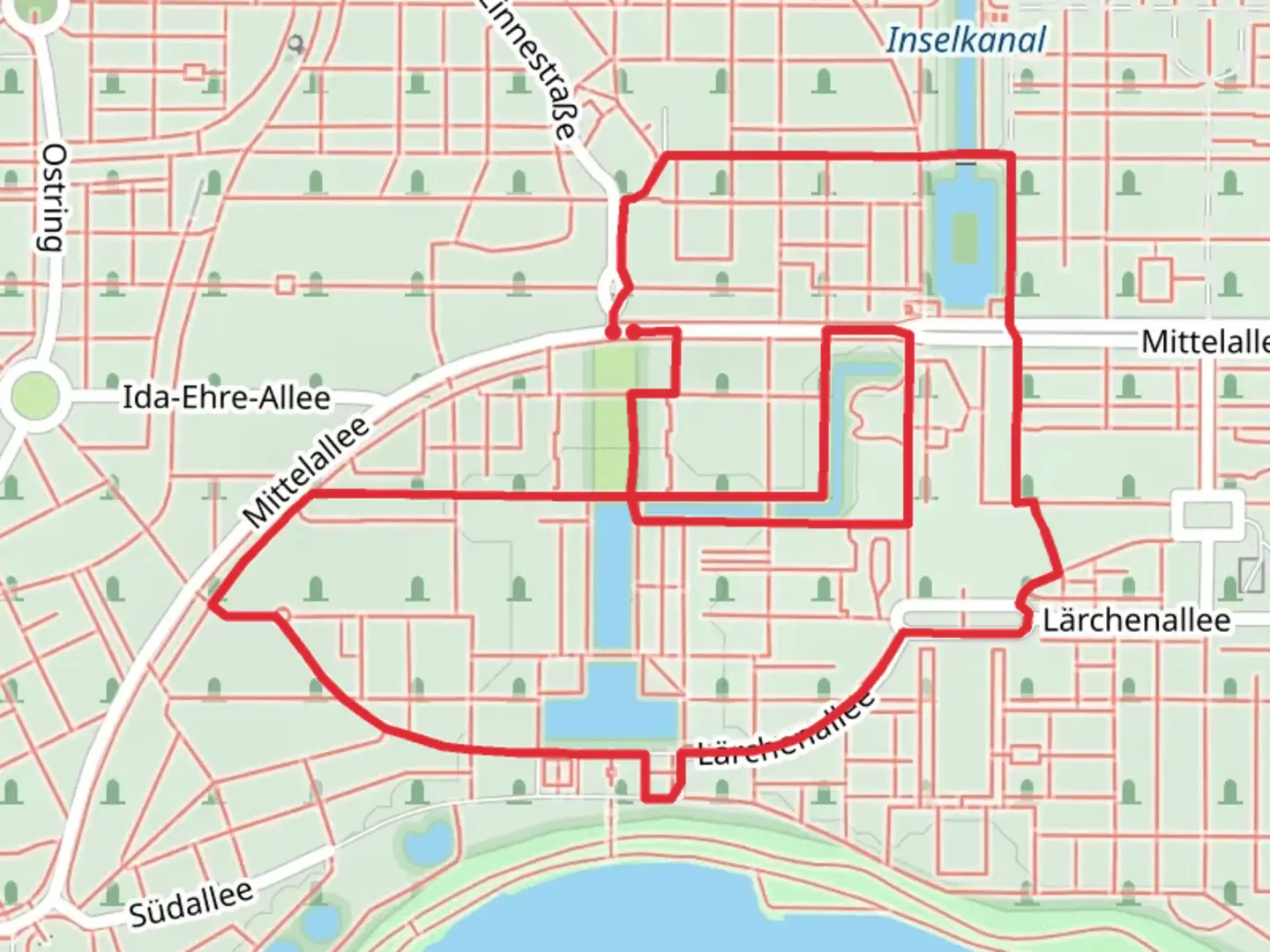 An image depicting the trail Ohlsdorf Circle and its surrounding area.