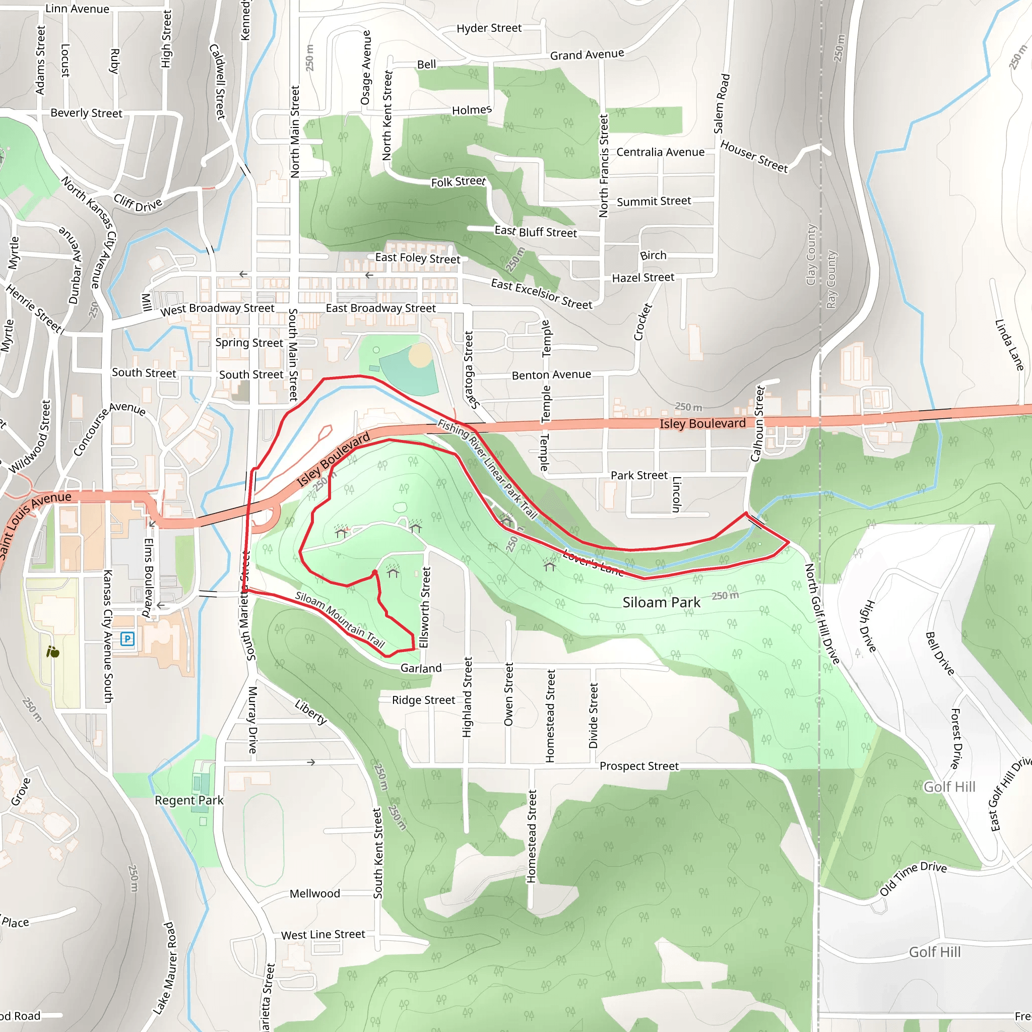 Siloam Mountain and Fishing River Linear Park Loop Trail mobile static map