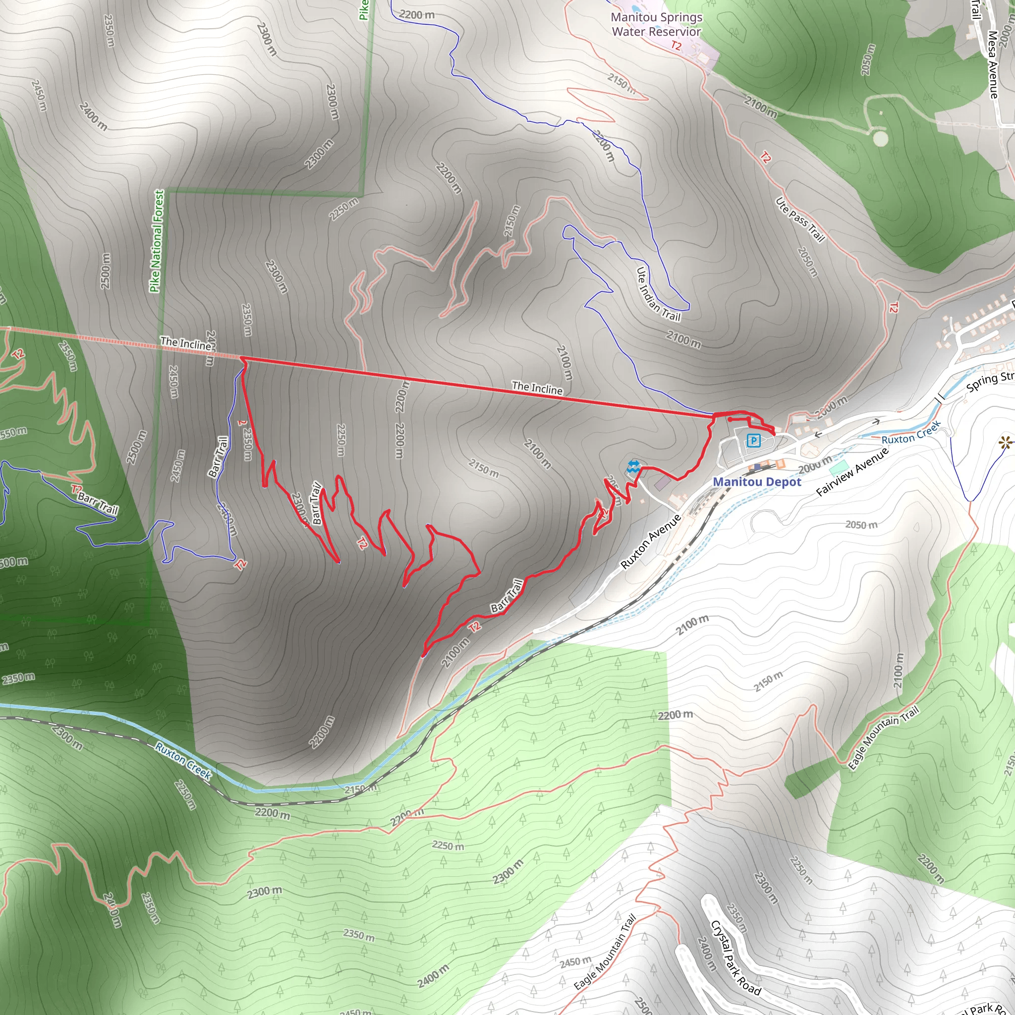 The Incline and Barr Trail Loop mobile static map