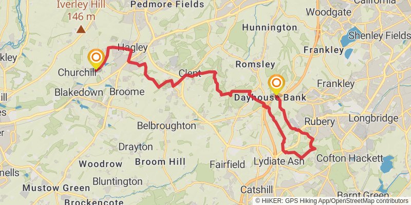 North Worcestershire 50 mile Loop stage 4 Map
