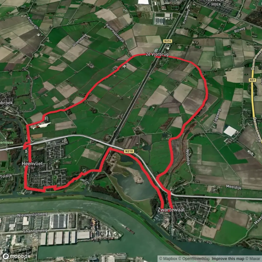 An image depicting the trail Heenvlietpad Loop and its surrounding area.