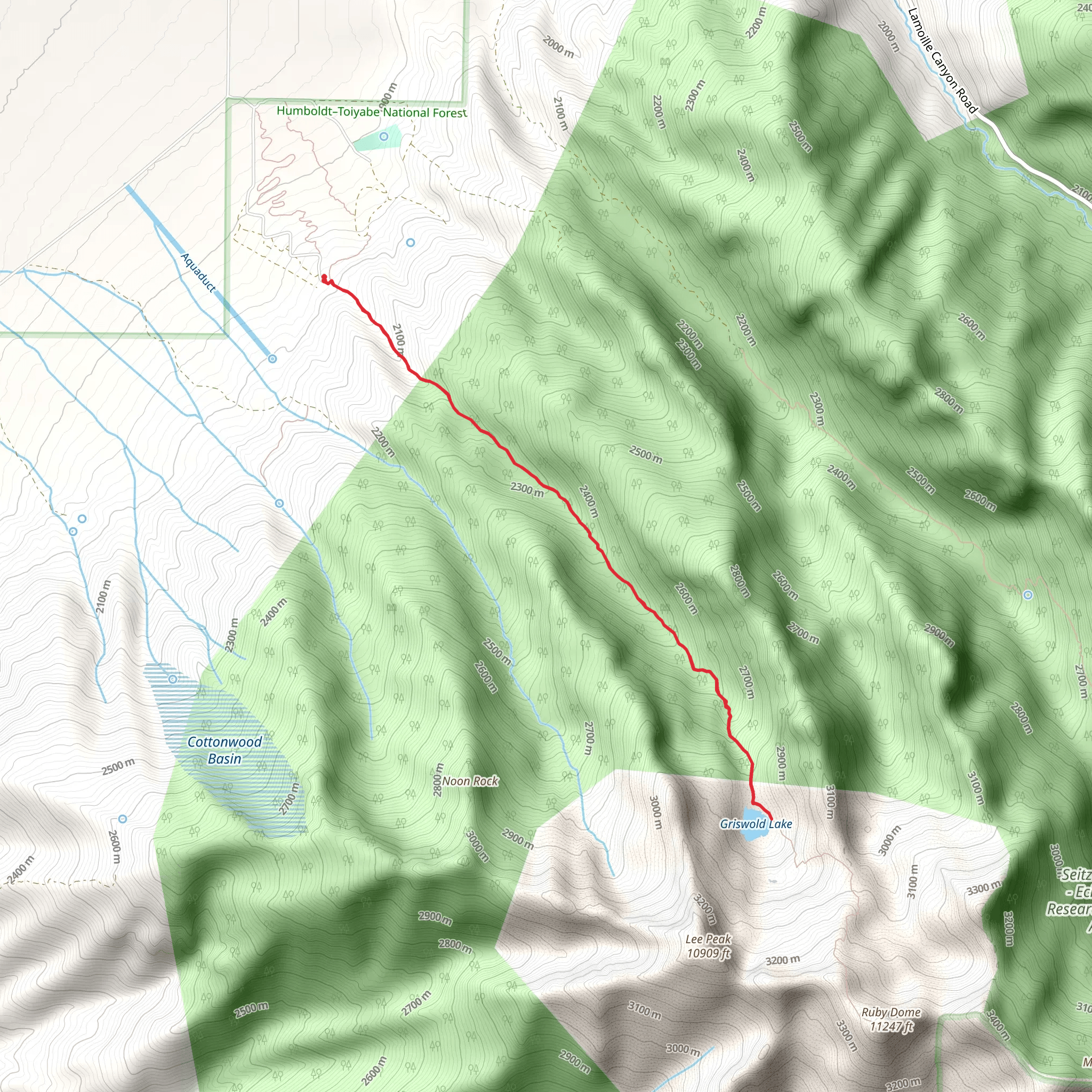 Griswold Lake via Hennen Canyon Trail mobile static map