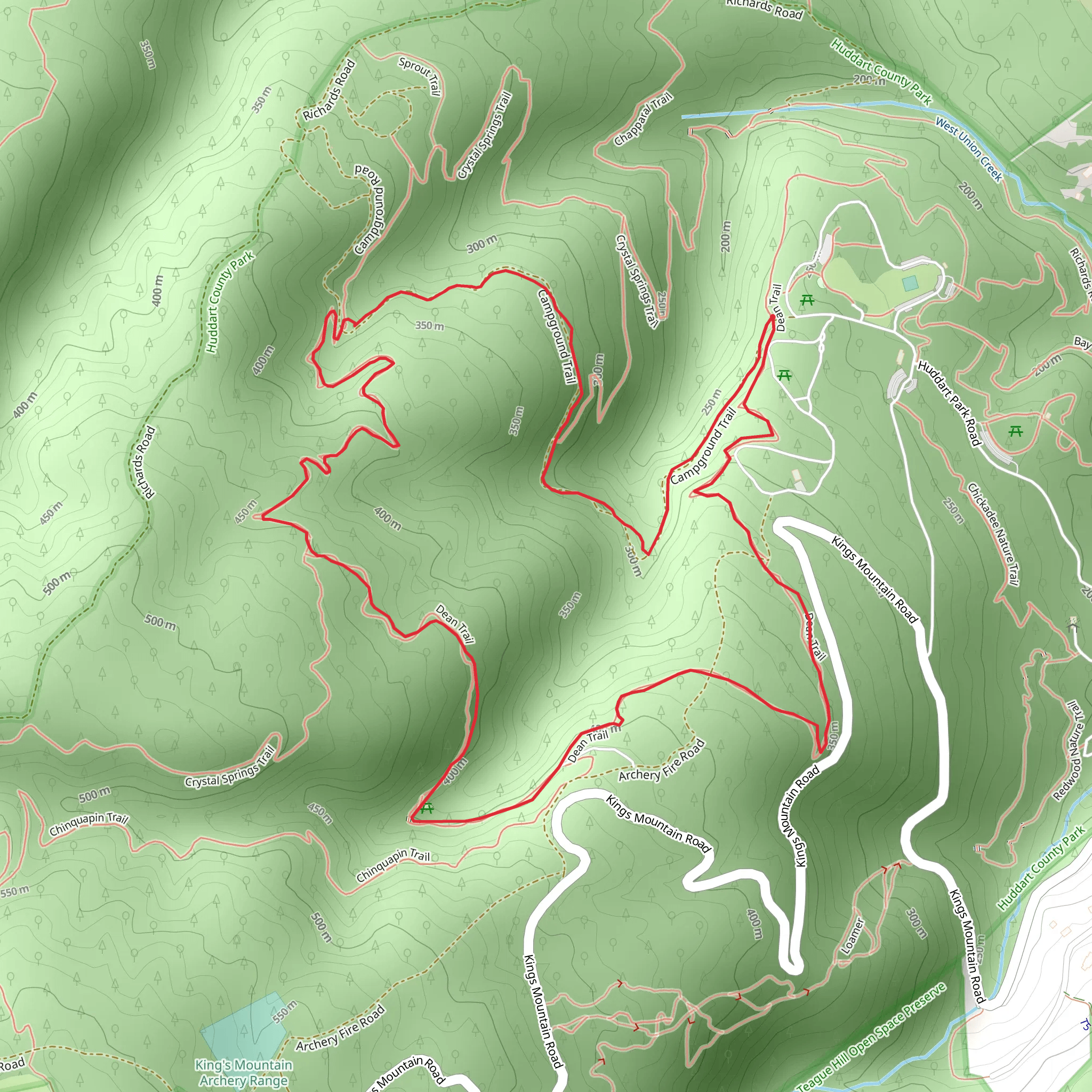 Dean - Crystal Springs - Campground Loop Trail mobile static map