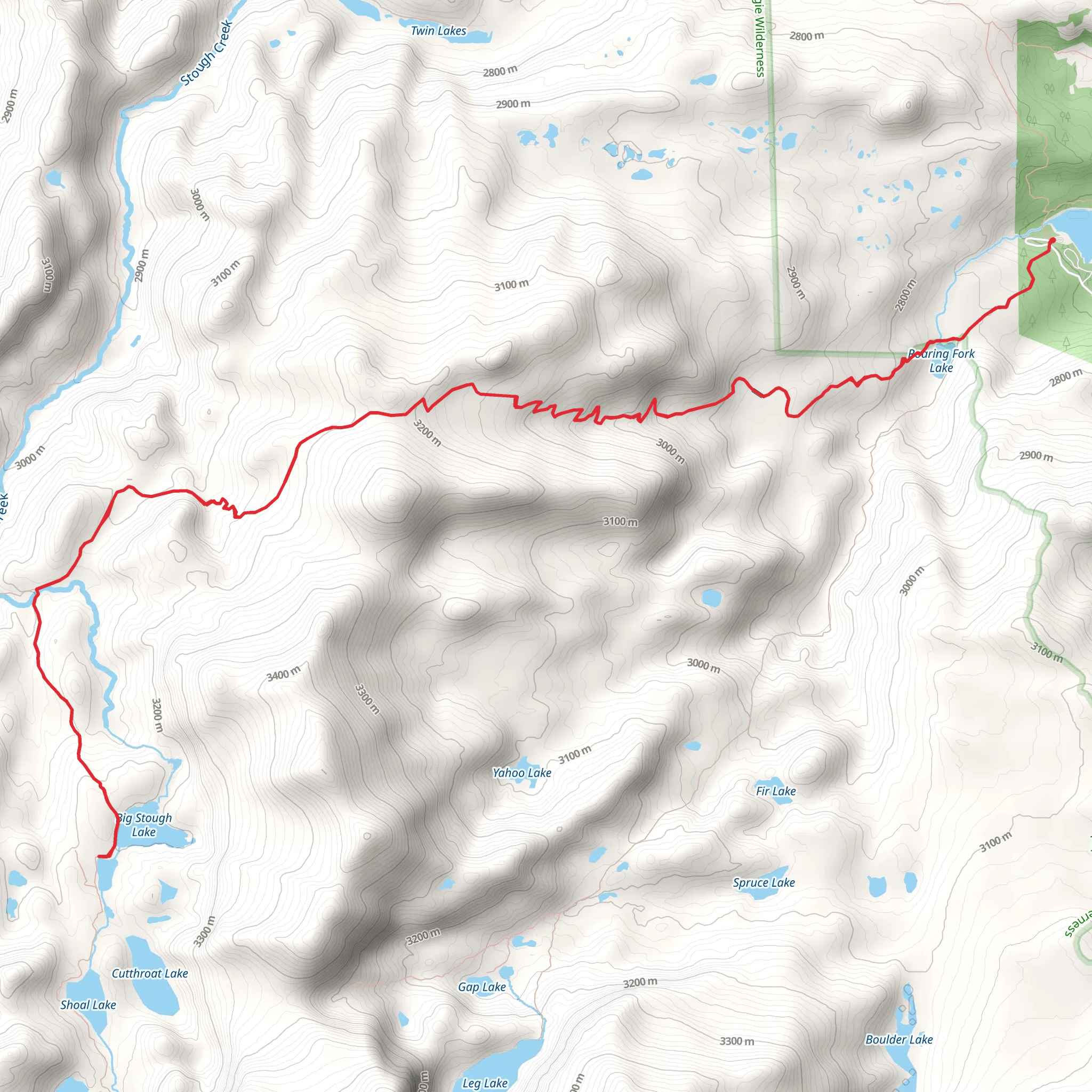 Stough Creek Lakes Trail mobile static map