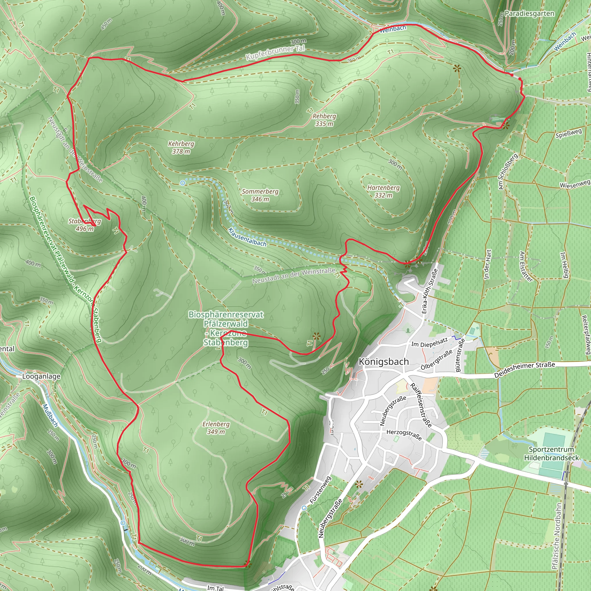 Stabenberg and Konigsbach Loop via Muhltal RW 5 mobile static map