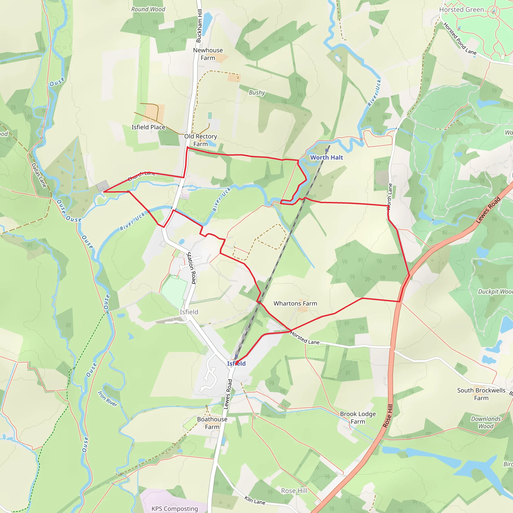 Isfield Circular Walk mobile static map